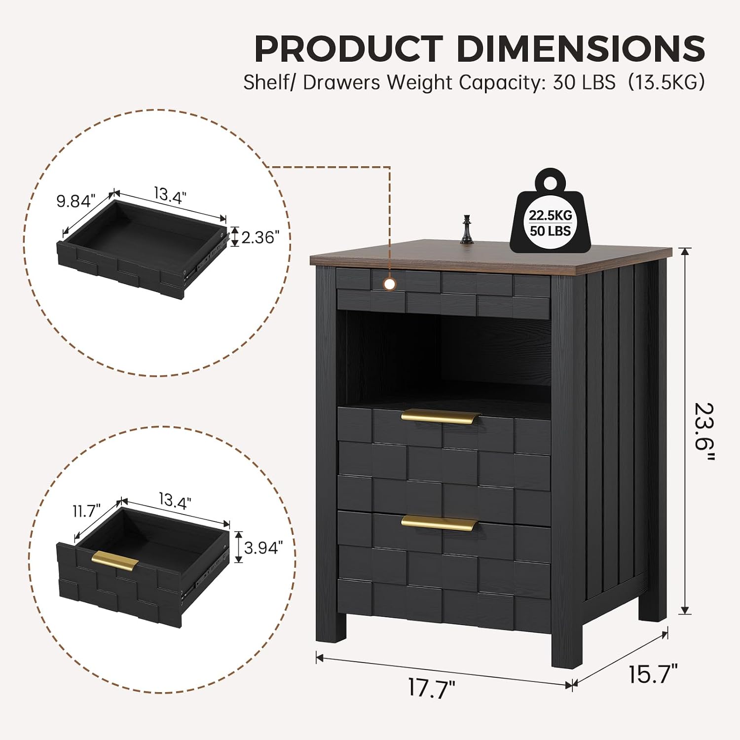 Detalle 2 de Dystler 3-Drawer Nightstand