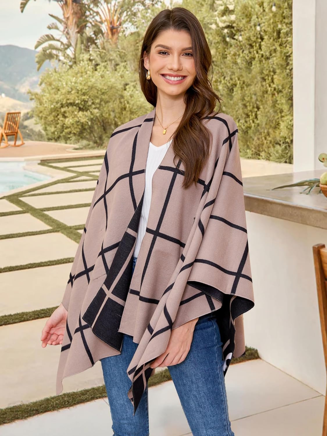 Thumbnail 2 de Moss Rose Women's Shawl Wrap Poncho Cardigan