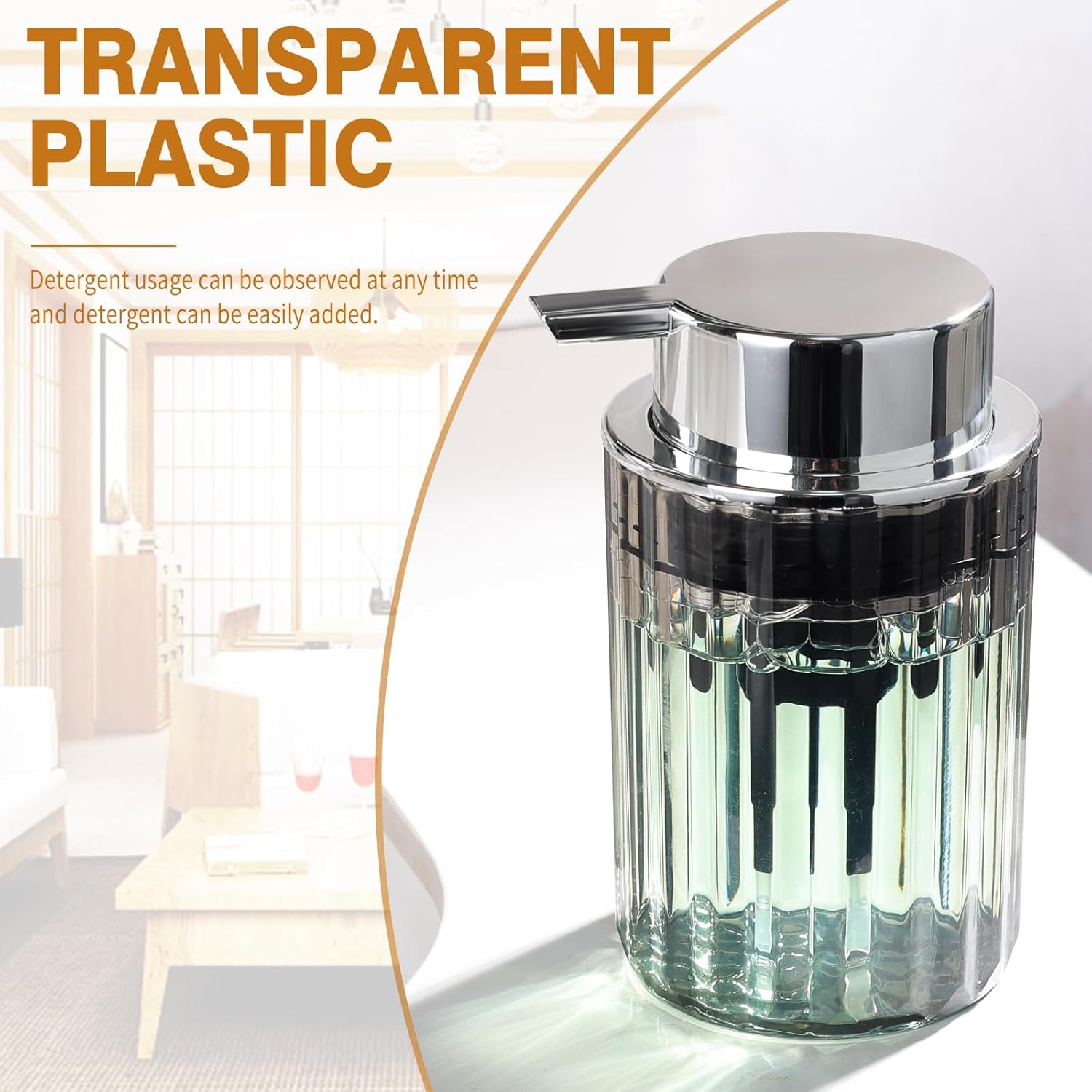 Thumbnail 6 de Soap Dispenser, Plastic Liquid Lotion Dispenser 250ml — Transparent Grey with Large Pump