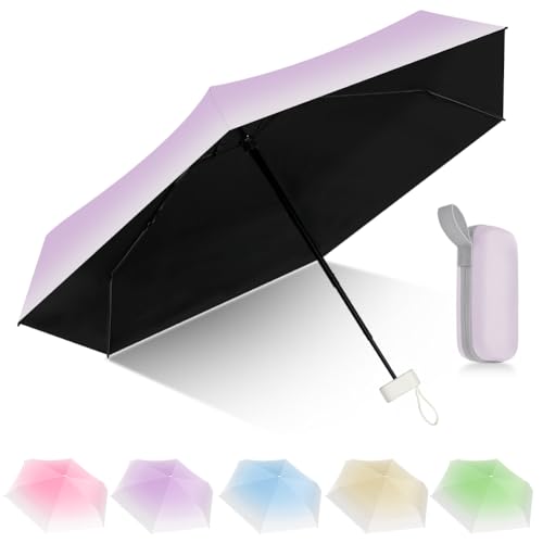 Detalle de Aolso Mini Umbrella with UPF50+ Protection: Compact, Windproof UV Shield in Gradient Purple