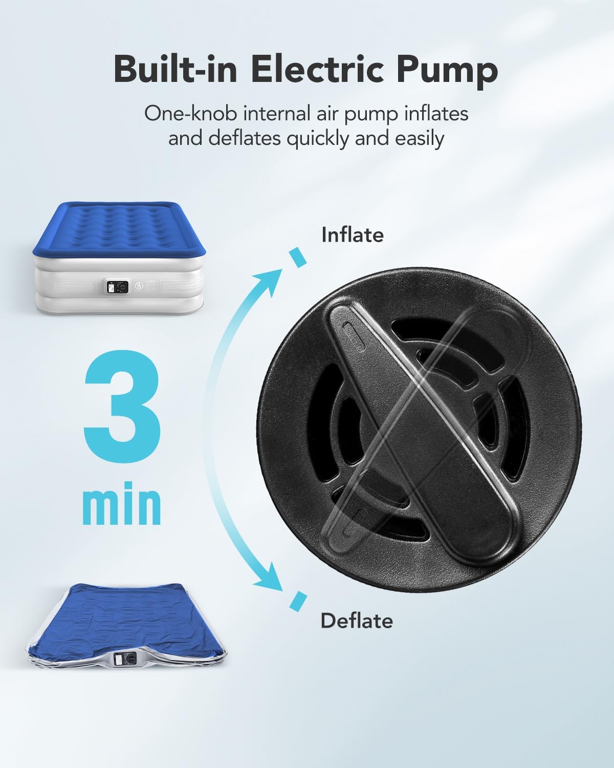 Thumbnail 1 de iDOO Full Air Mattress with Built-In Pump (75×54×16 in) for Guests, Camping, and Home Use