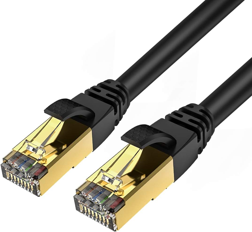 Detalle de Veetop 0.5m CAT8 Ethernet Cable (2 Pack) with Gold-Plated RJ45, SFTP – 40Gbps / 2000MHz