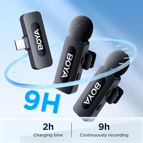 Detalle de BOYA BY-V20, micrófono inalámbrico dual USB-C omnidireccional con reducción de ruido