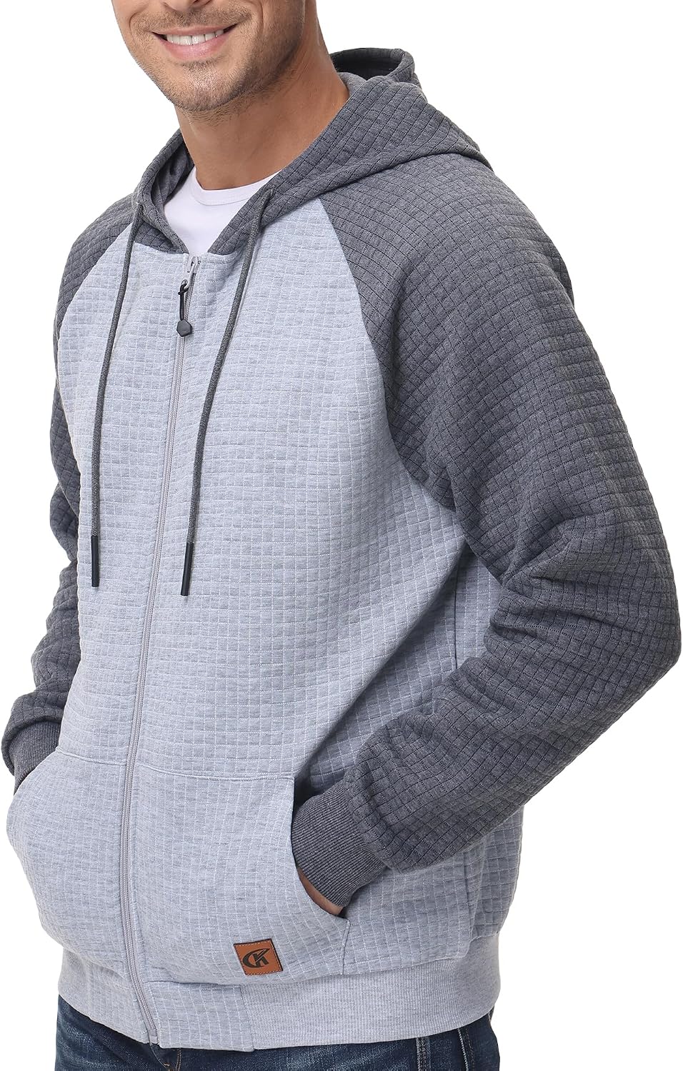 Detalle de Tyhengta Men’s Full Zip Hoodie Jacket with Pockets (Long Sleeve Pullover)