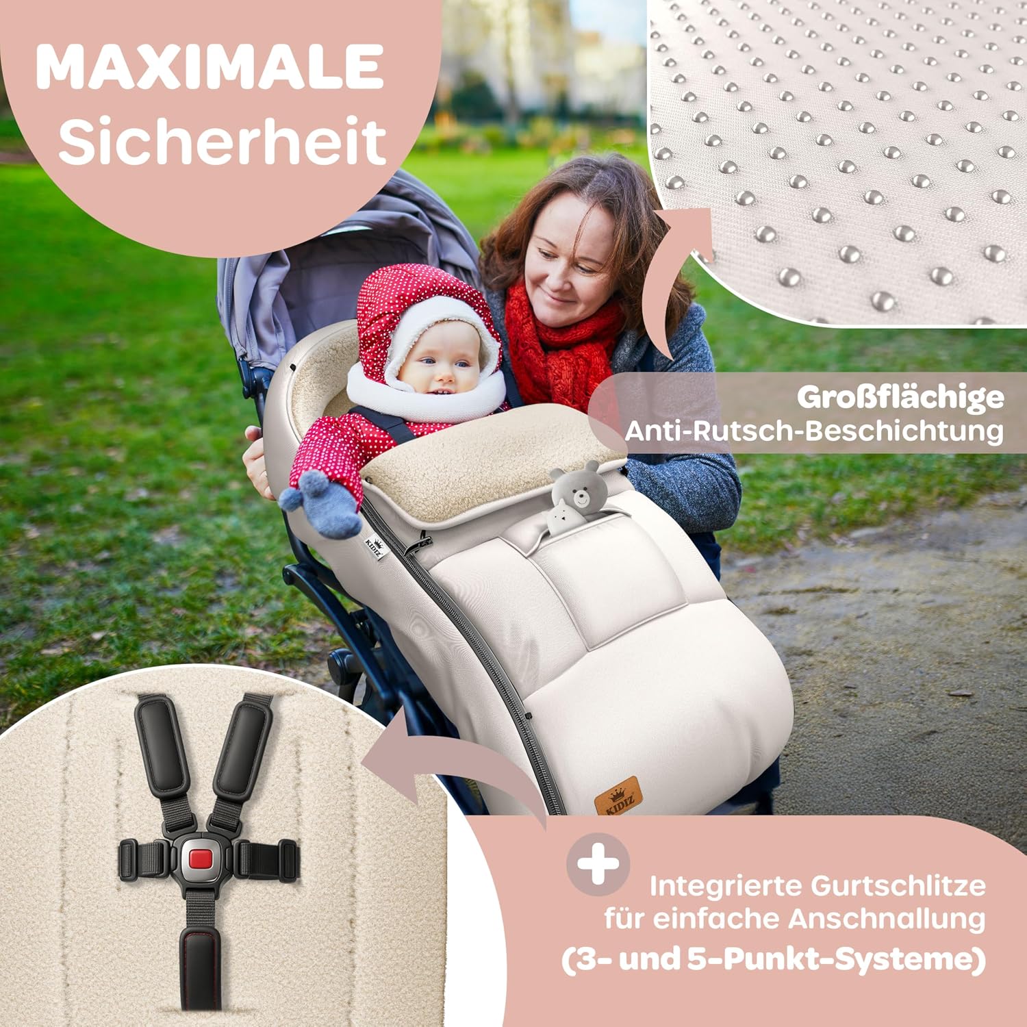 Thumbnail 2 de Kidiz Babyfußsack Winterfußsack Beige