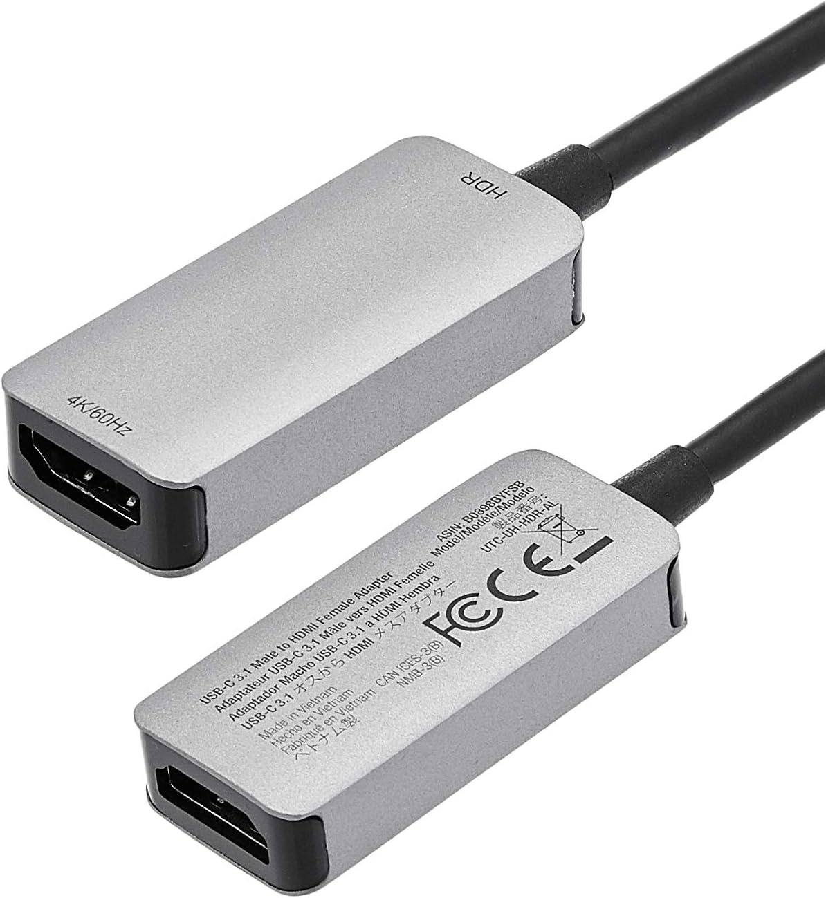 Detalle 2 de Amazonベーシック UTC-UH-HDR-AL USB-C-HDMI変換アダプター 4K@60Hz対応・グレー