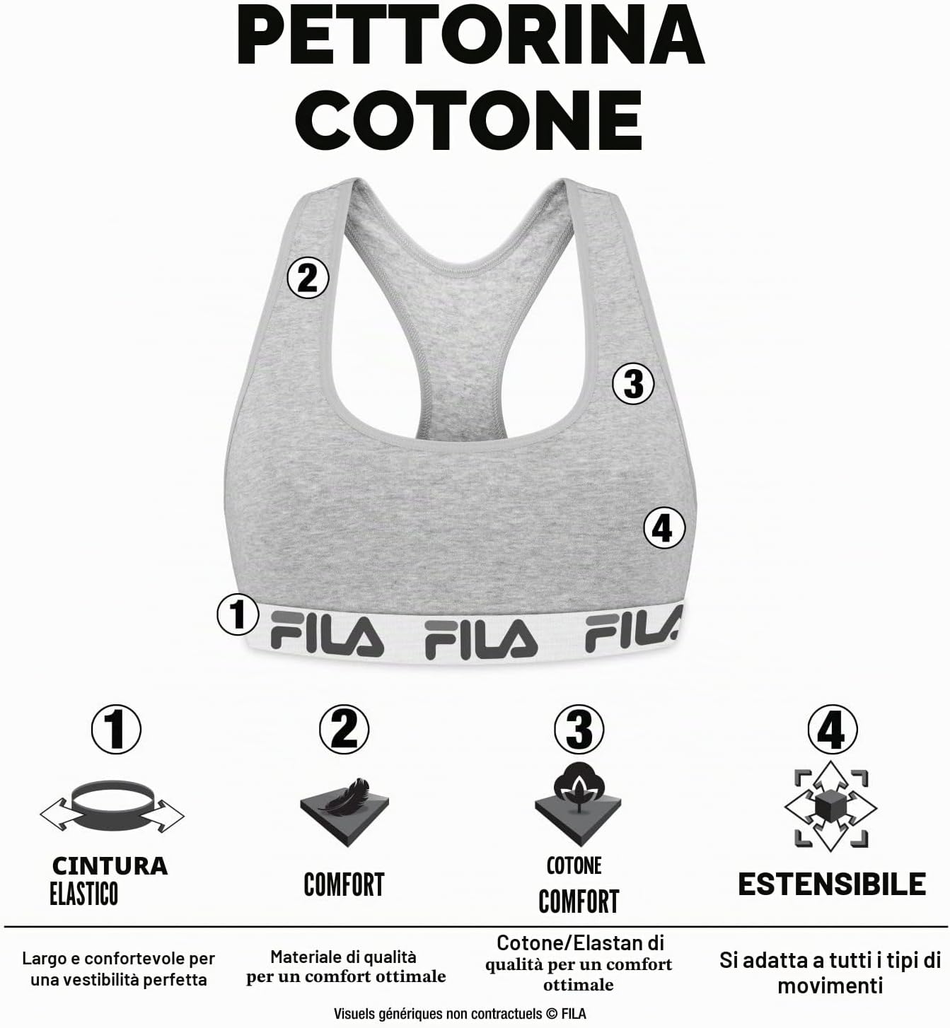 Thumbnail 2 de Reggiseno sportivo da donna Fila Fi/2/Brax3 – comfort, vestibilità e stile senza ferretto
