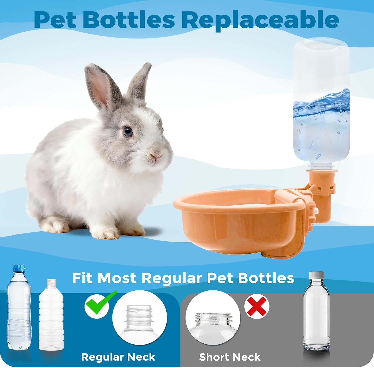 Detalle 2 de VANNON Gravity Pet Water Bowl, 16 oz Anti-Splash Crate Dispenser