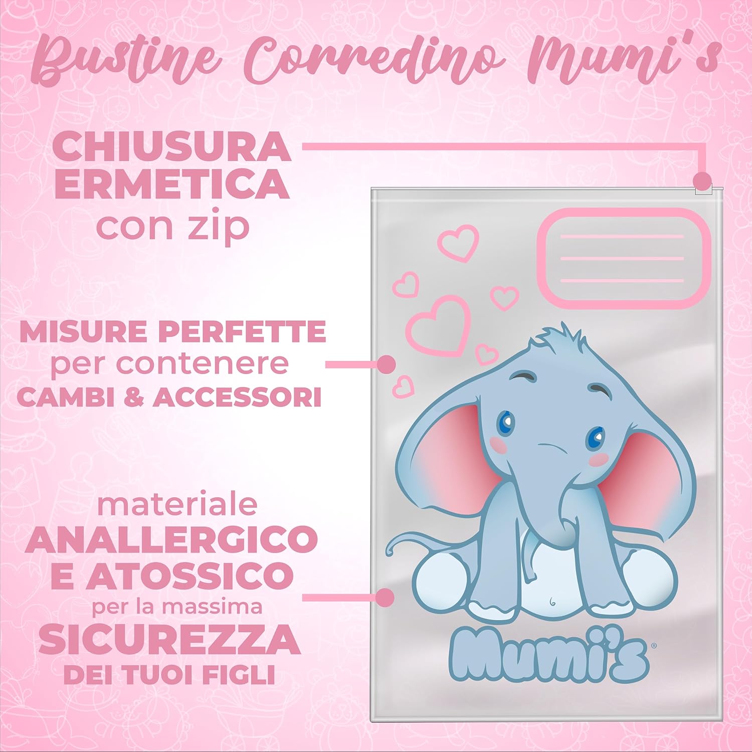 Thumbnail 3 de Mumi's bustine corredino 38x25 con elefantino