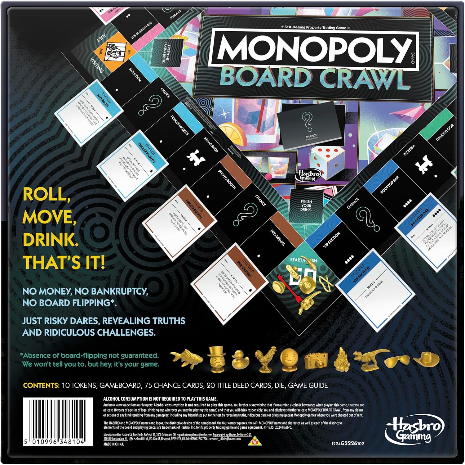Detalle 2 de Monopoly Board Crawl Party Game (Official Monopoly Drinking Game) – English Version, Ages 18+