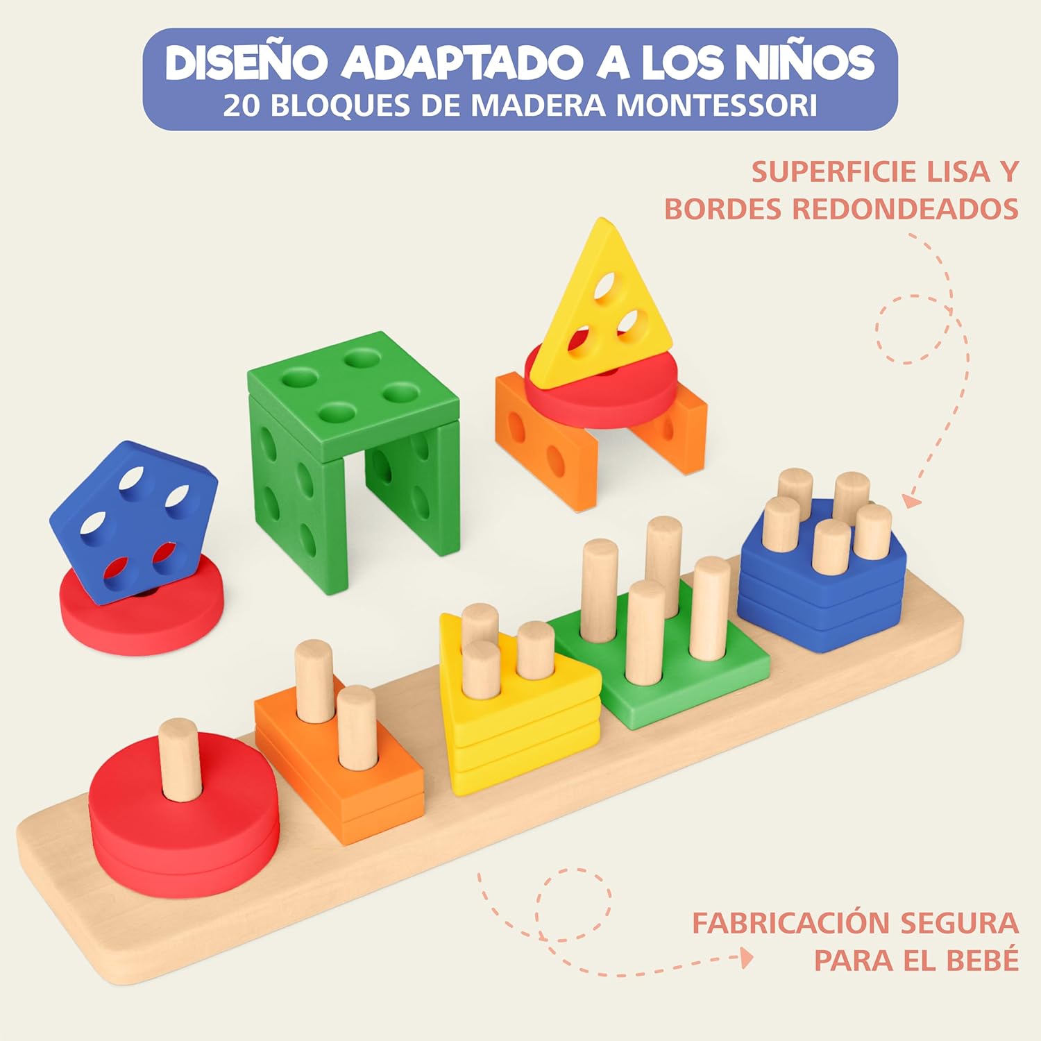 Detalle de Sweety Fox Juguetes Montessori 20 piezas para 1 año