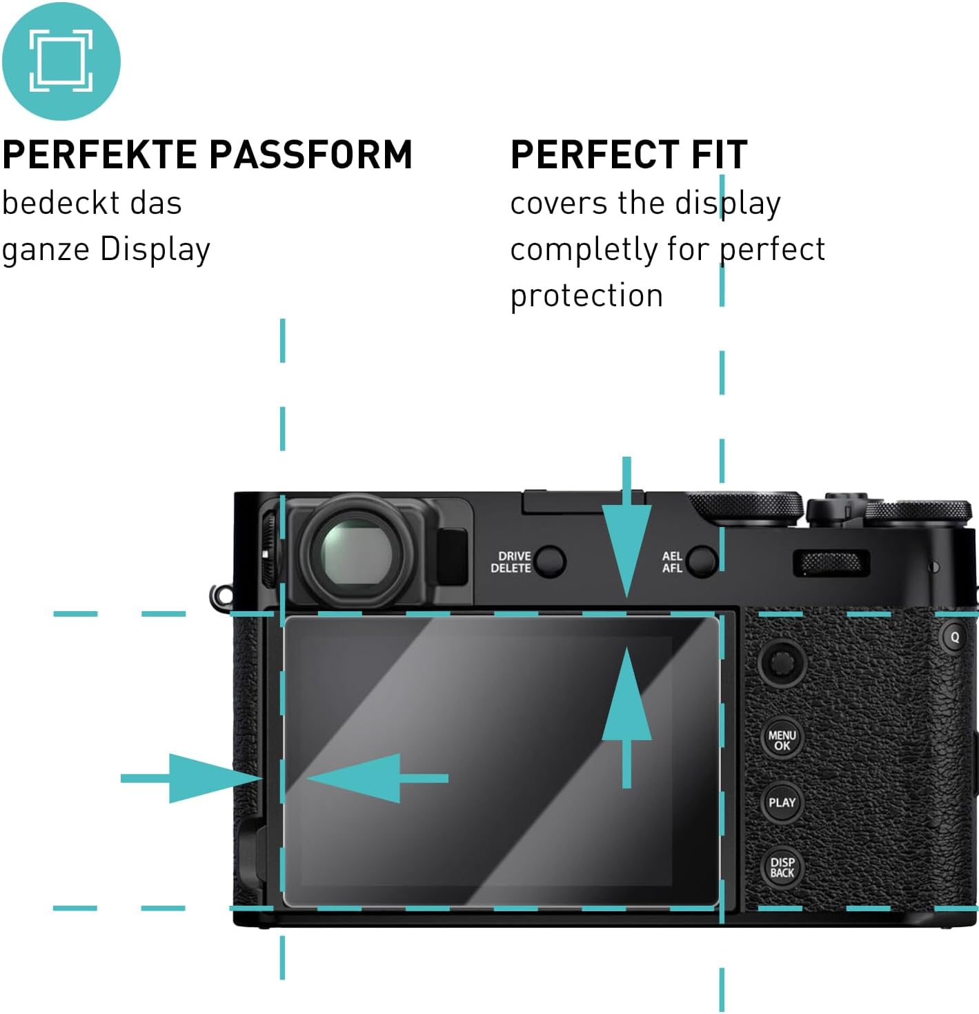 Detalle de SmarTect Glass Screen Protector for Fujifilm X100VI, 9H, 0.3 mm, 3 Pack