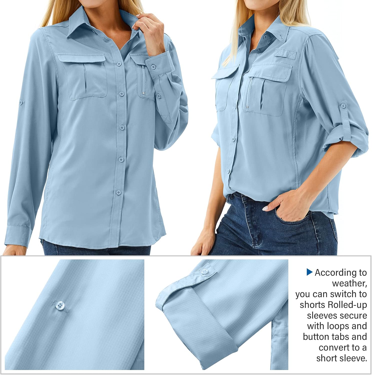 Thumbnail 3 de Yeyity Hemdbluse Damen mit UPF 50 – Langarm Outdoor-Shirt für Wanderungen und Safari