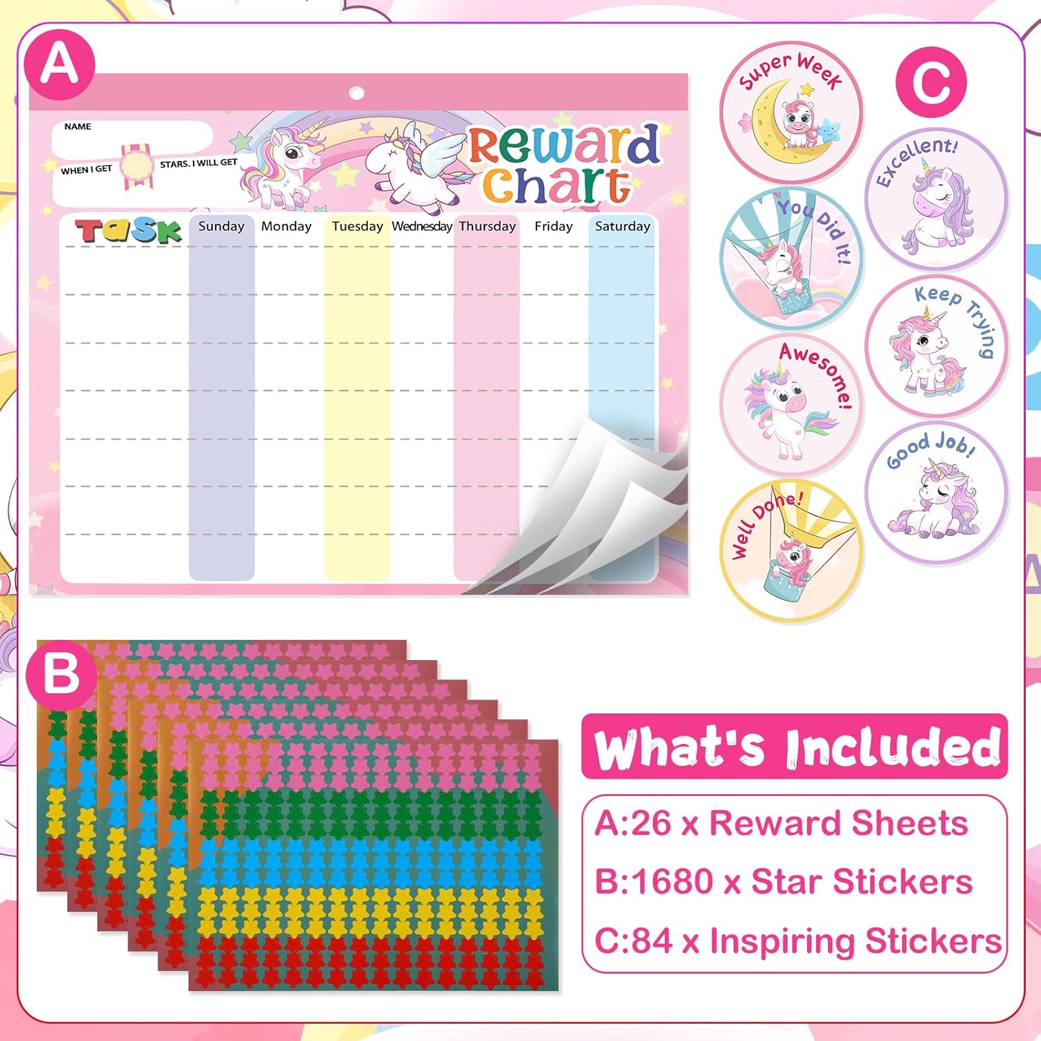 Thumbnail 1 de Magnetic Reward Chart for Kids with 26 charts 🧩
