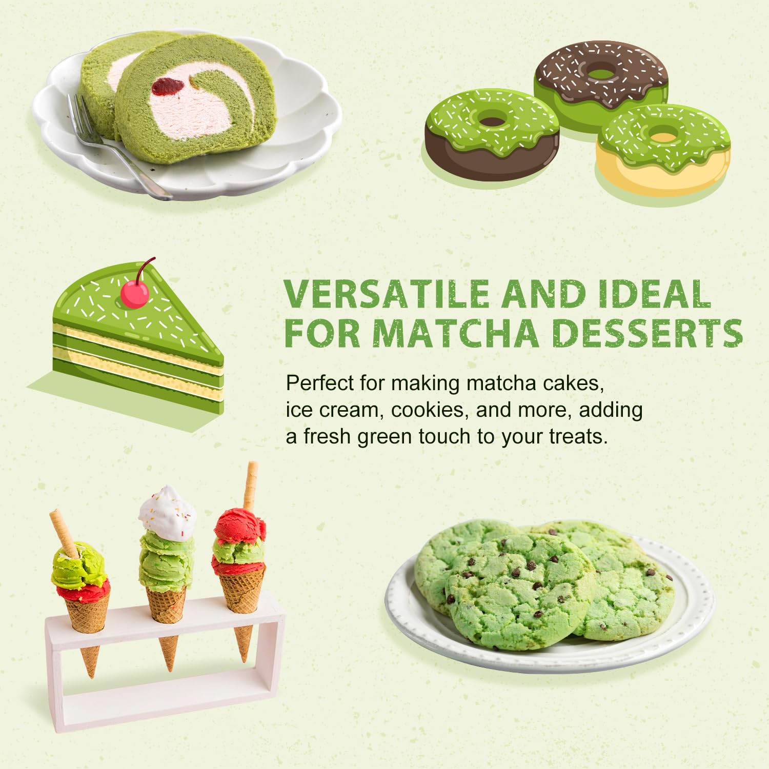 Thumbnail 6 de Soeos Organic Matcha Powder, 2-Pack, 4 oz for Lattes, Smoothies & Baking