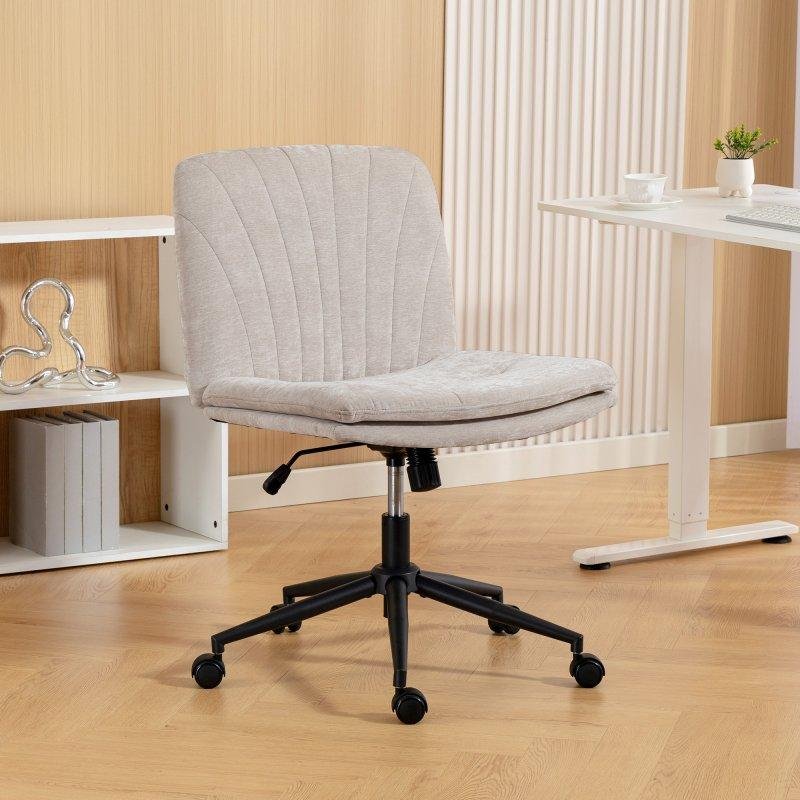 Detalle de Silla de Oficina Welltin sin Reposabrazos, asiento ancho Beige