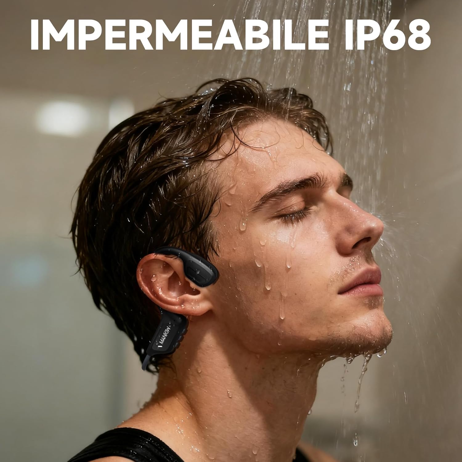 Detalle de MANKIW Cuffie Conduzione Ossea IP68 Open Ear Bluetooth 6.0: performance senza orecchio chiuso