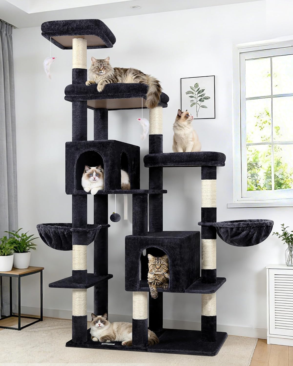 Detalle de Globlazer F74F 74-Inch Cat Tree with 8 Sisal Posts and 2 Condos