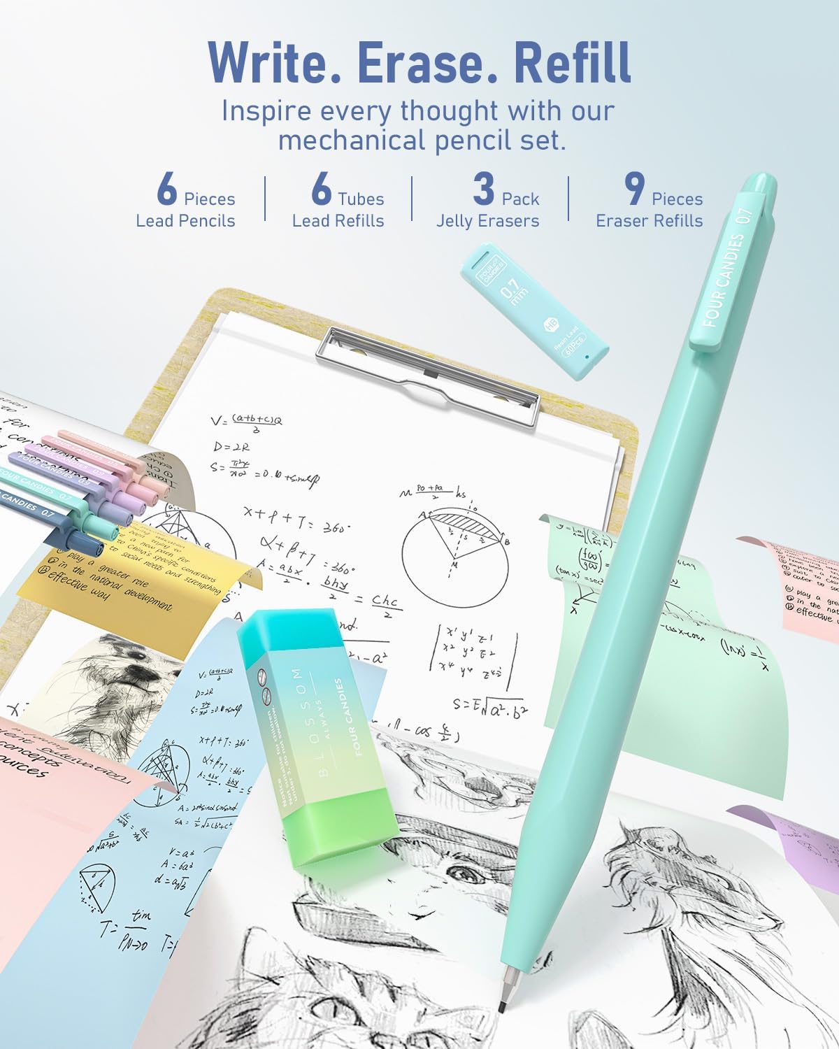 Detalle de Four Candies pencil case set 39 pcs
