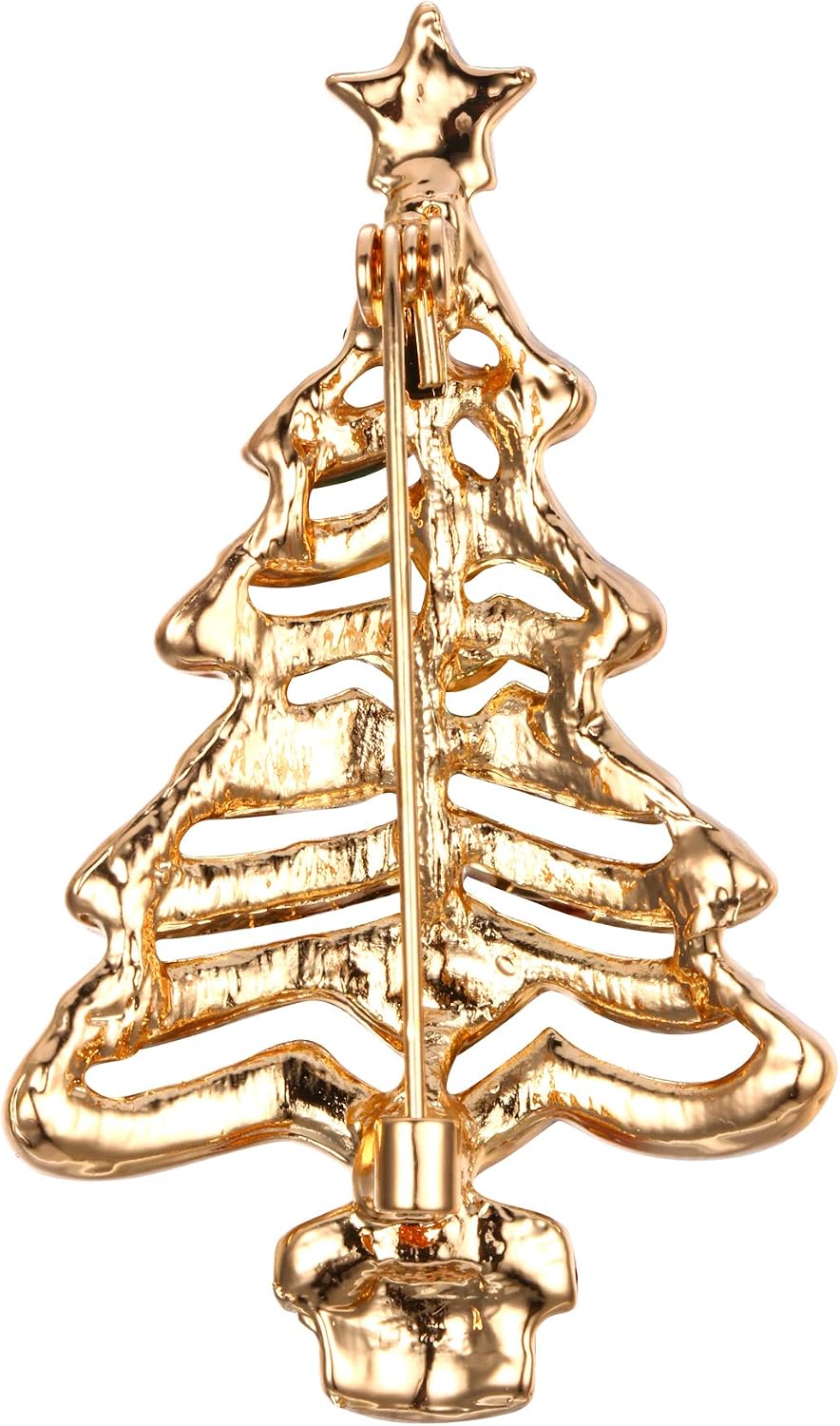 Detalle de Spilla Cristallo Clearine Ondulato con Stella e Albero di Natale – Oro Fondo, Stile in Rilievo