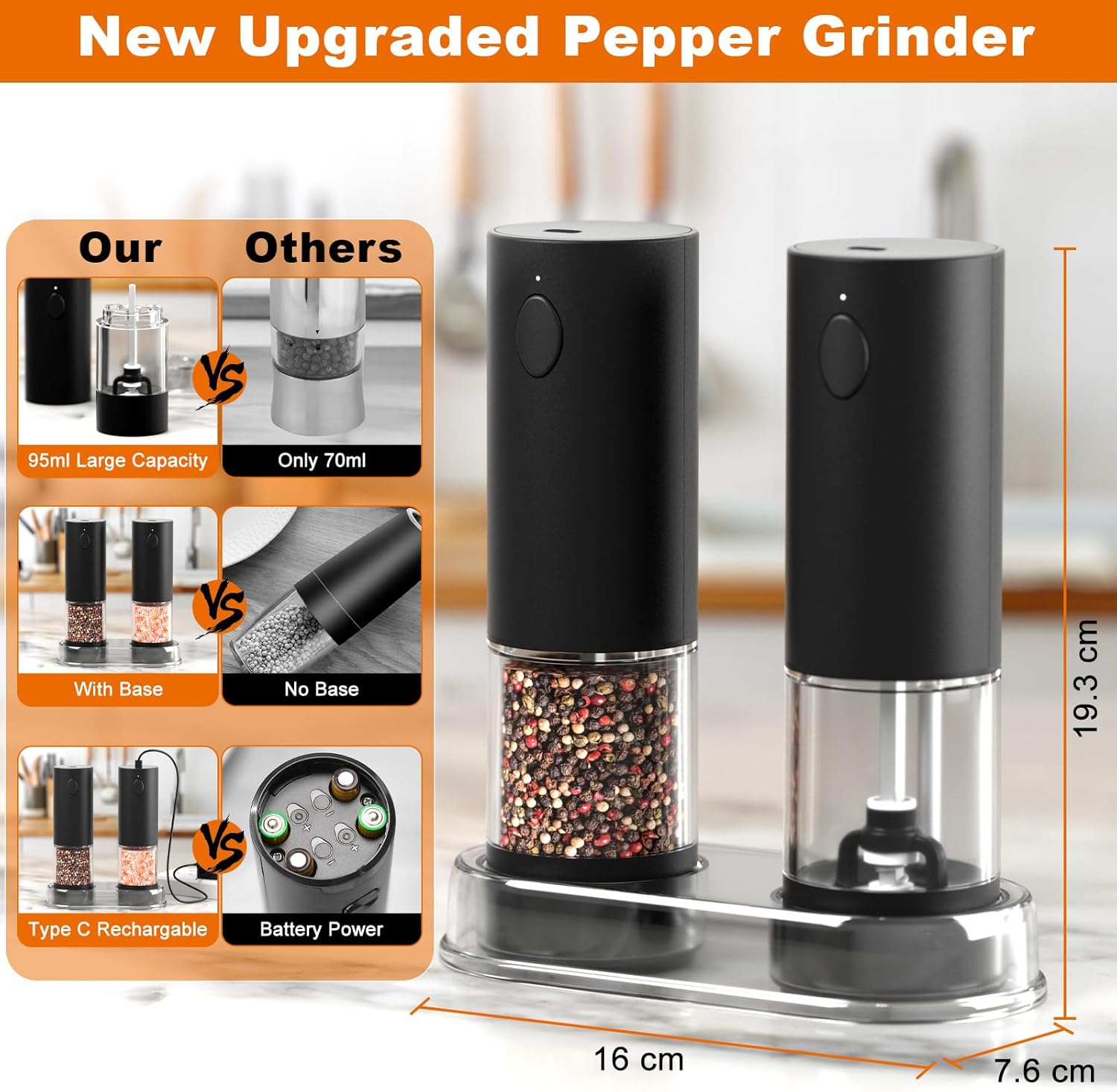 Thumbnail 1 de COKUNST Elektrische Salz und Pfeffermühlen 95 ml 🧂