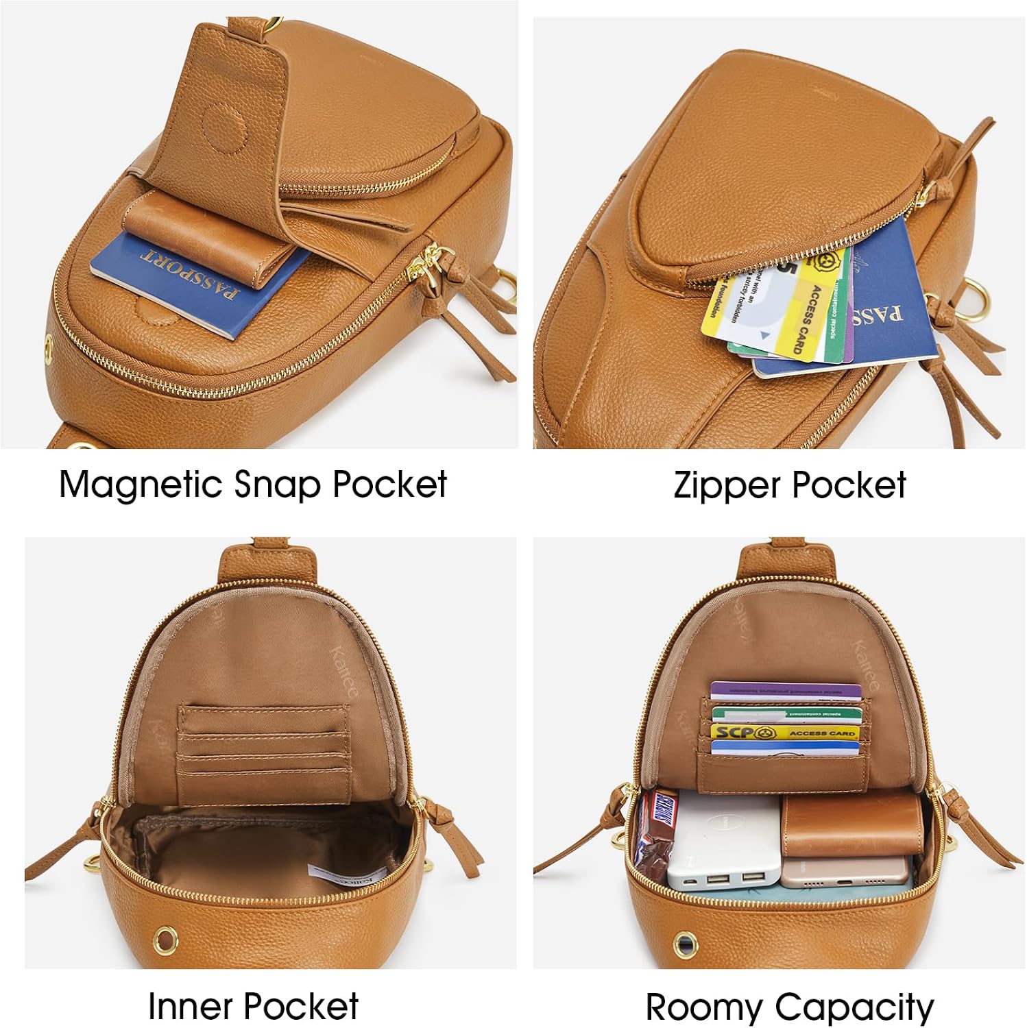 Thumbnail 3 de Kattee borsa a tracolla da donna in pelle con blocco RFID