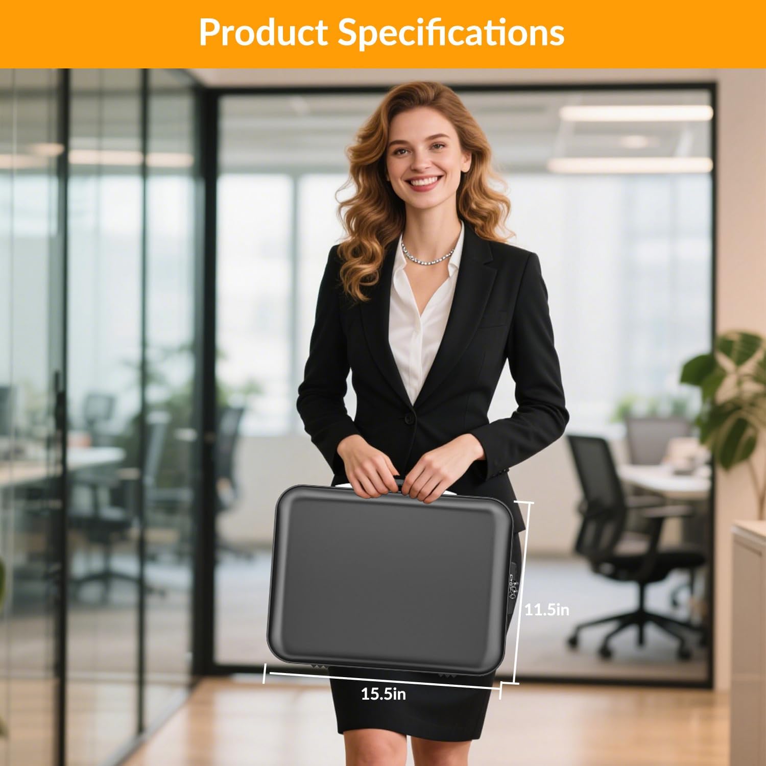 Detalle de onvvippiv WJB003-L Fire-Resistant Document Box, Locking Hard Shell, 13 Pockets