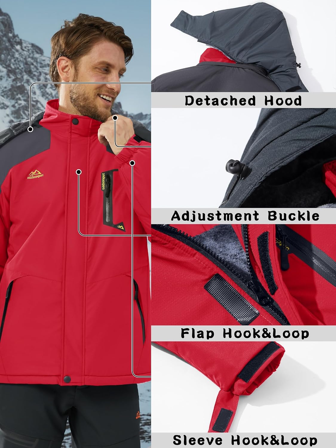 Thumbnail 4 de KEFITEVD Men's Waterproof Fleece Jacket