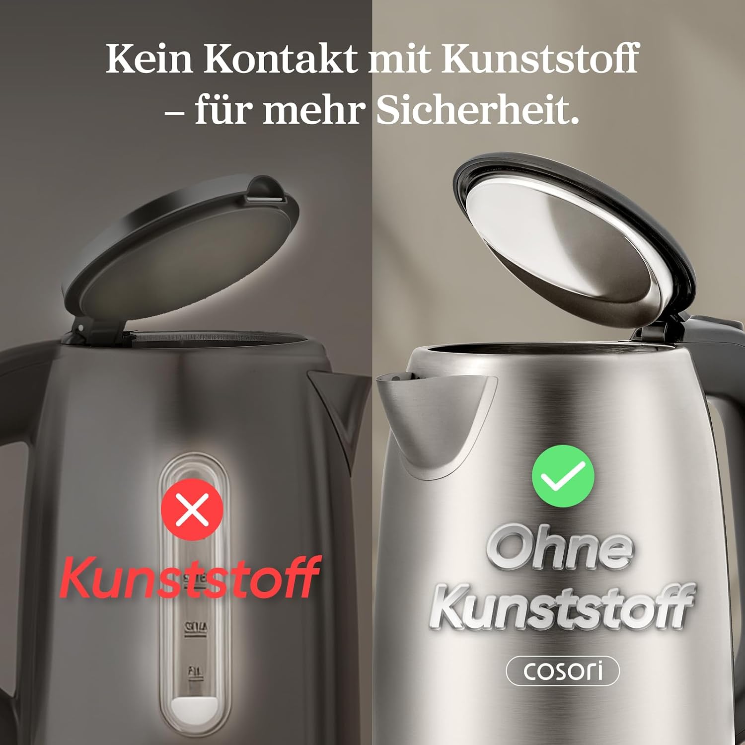 Detalle de COSORI Wasserkocher Edelstahl 1,7 L 🍵