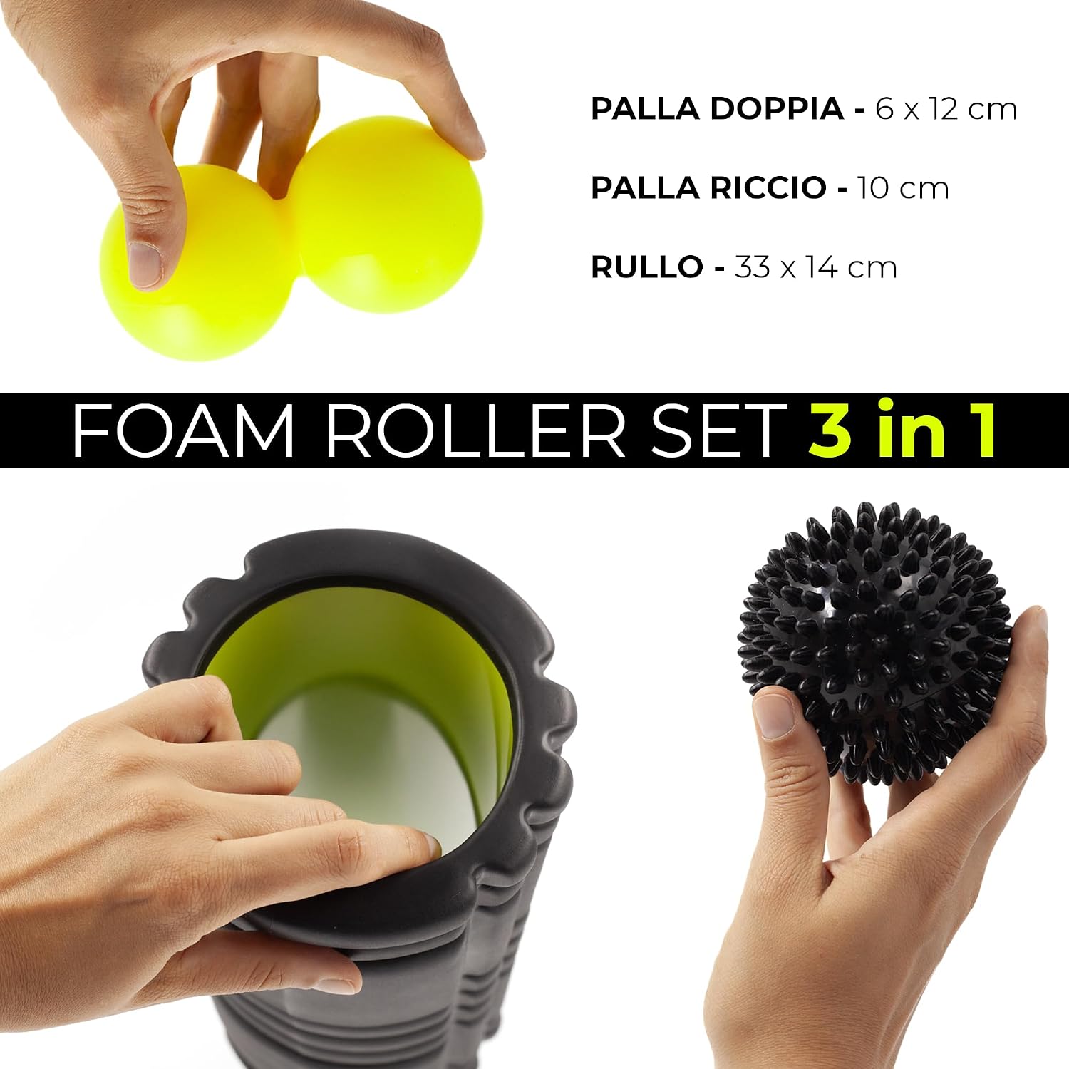 Detalle de KALAHARI Foam Roller Set 3‑in‑1 per automassaggio e trigger point 🧘