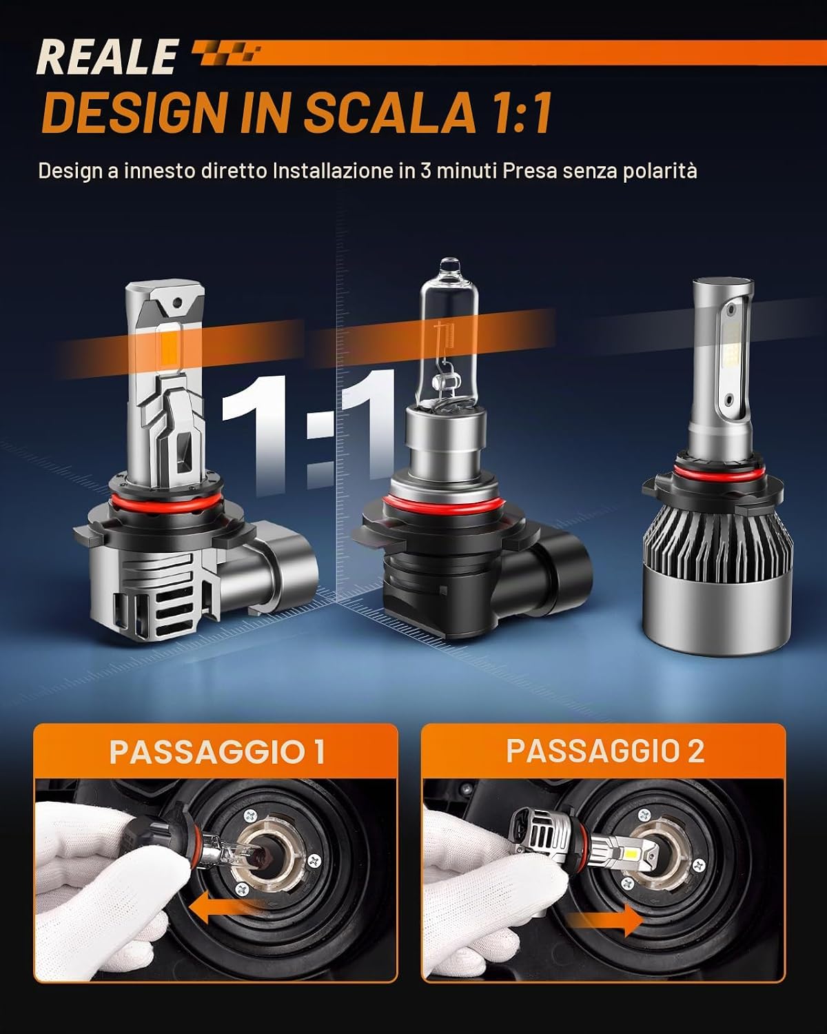 Detalle 2 de SEALIGHT 9012 HIR2 LED, 6500K bianco freddo (confezione da 2) Plug-N-Play