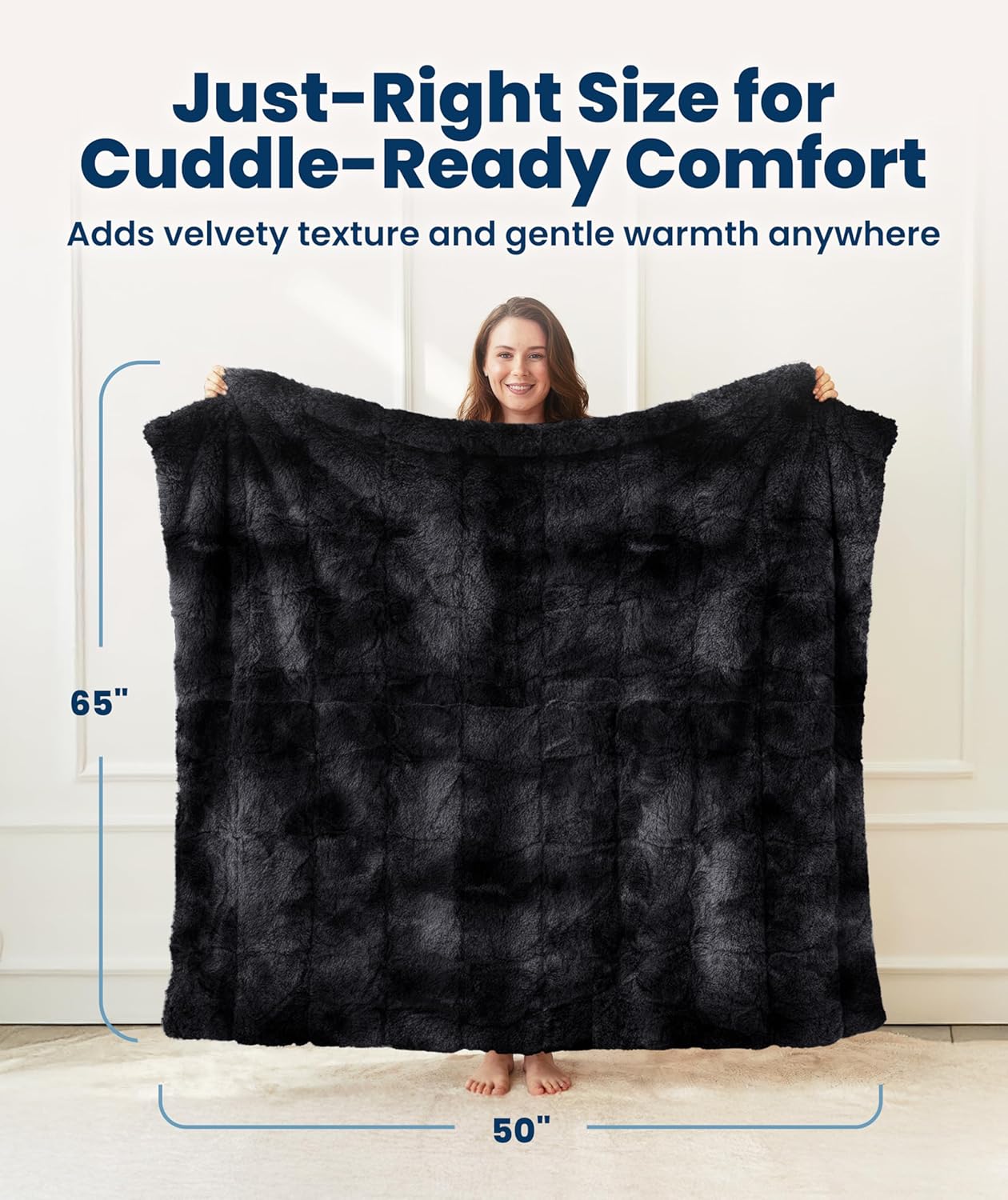 Thumbnail 4 de Everlasting Comfort Soft & Comfortable Black Faux Fur Throw Blanket (50"x65")