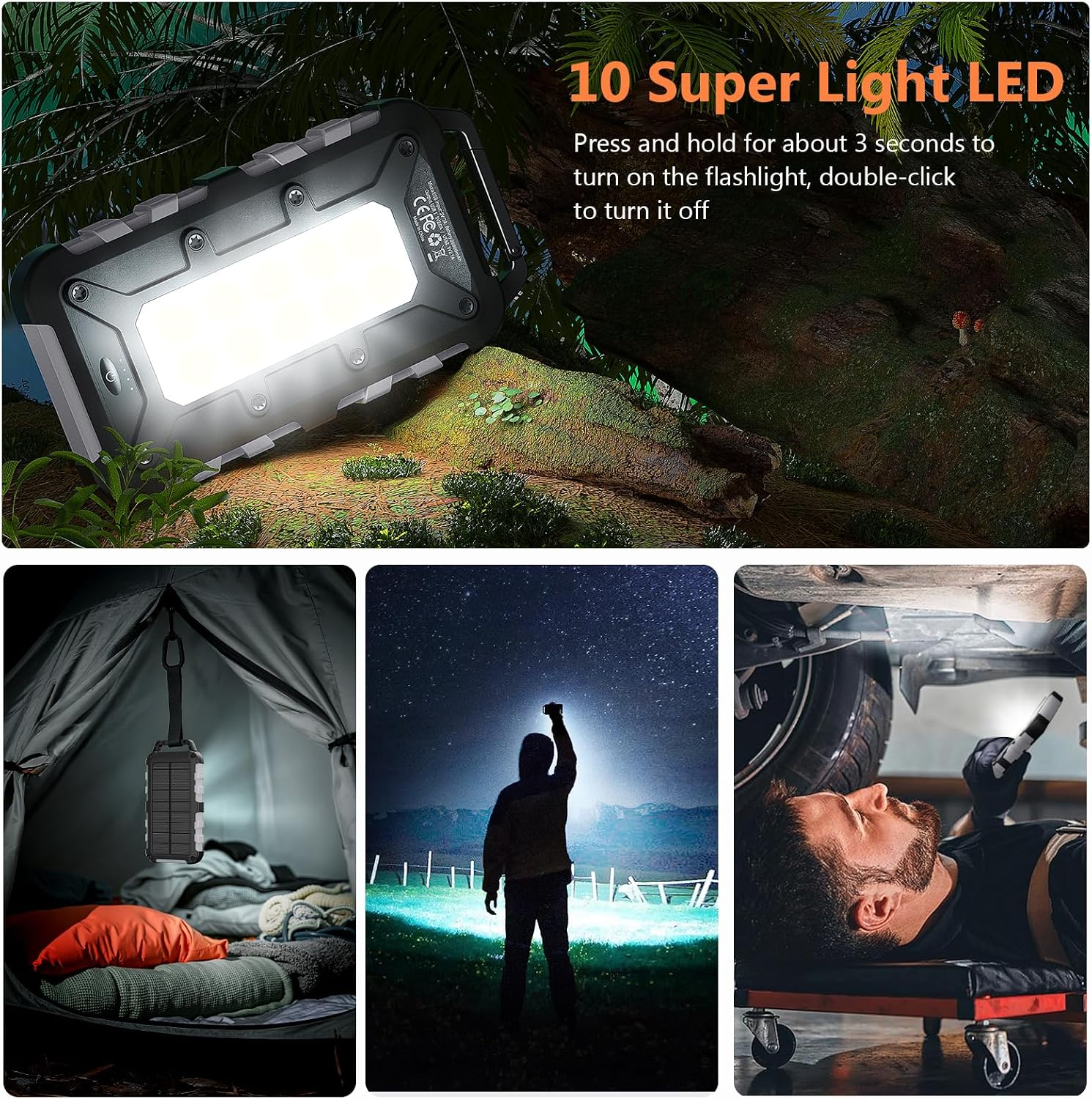 Detalle de WOWMVP Solar Power Bank 10000mAh with PD22.5W USB-C: Pragmatic Outdoor Power for Everyday Needs