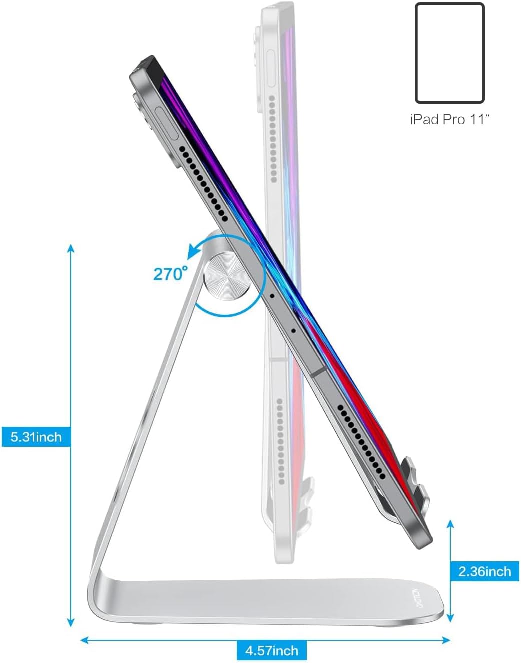 Thumbnail 5 de OMOTON Verstellbarer Tablet Ständer: Aluminium Halterung für Tablets bis 12,9 Zoll