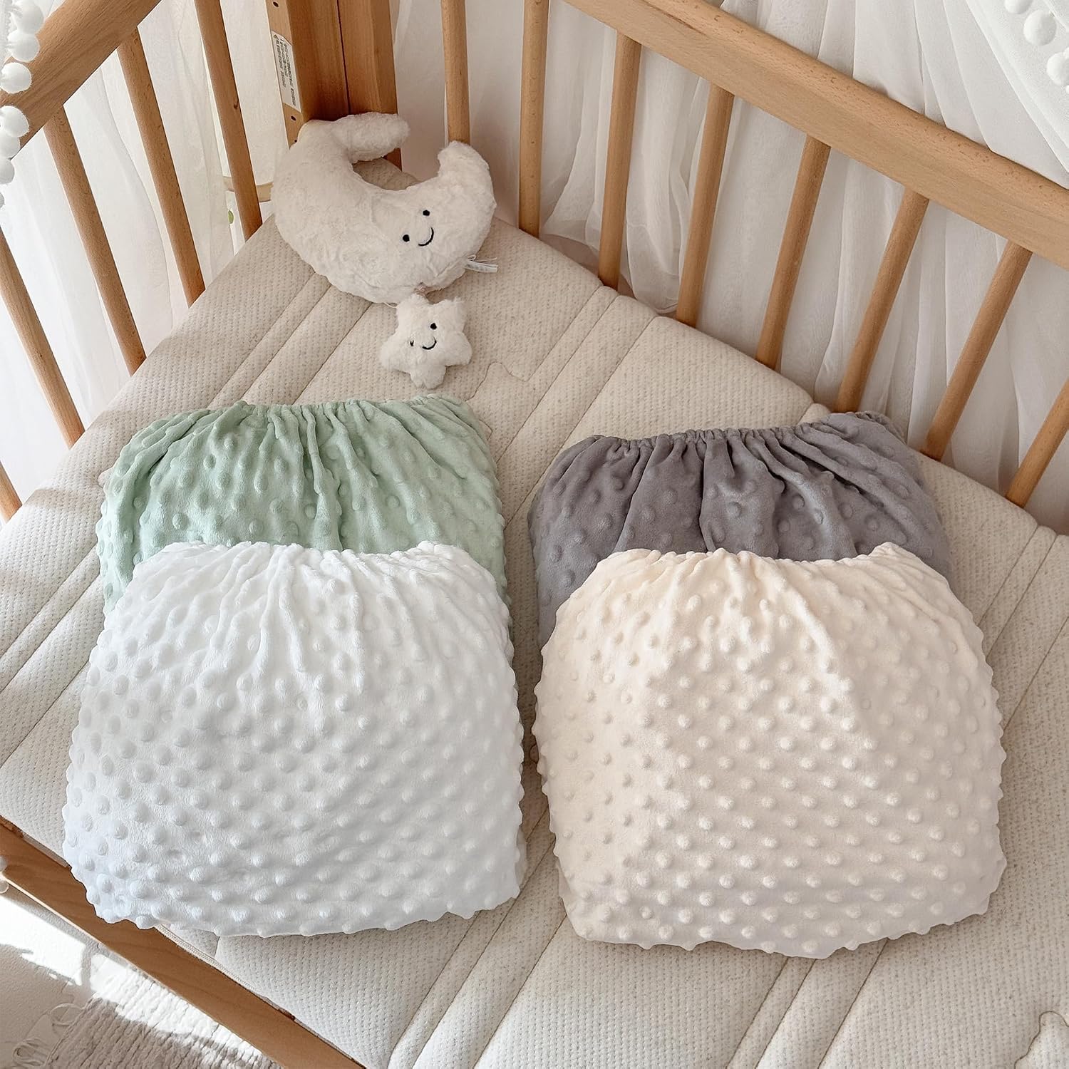 Thumbnail 4 de La Sheer Fuzzy Fitted Crib Sheets, 2-Pack, Plush Flannel, White and Gray