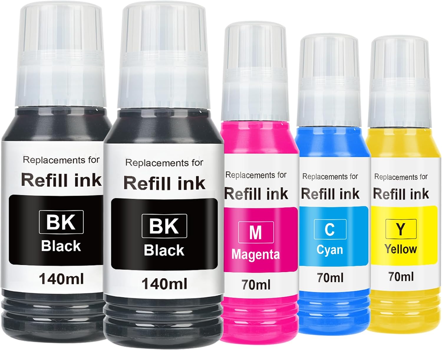Detalle de EaseFusion V20 502 Replacement Ink Refill Bottles, 5-Pack, 2 Black + CMY