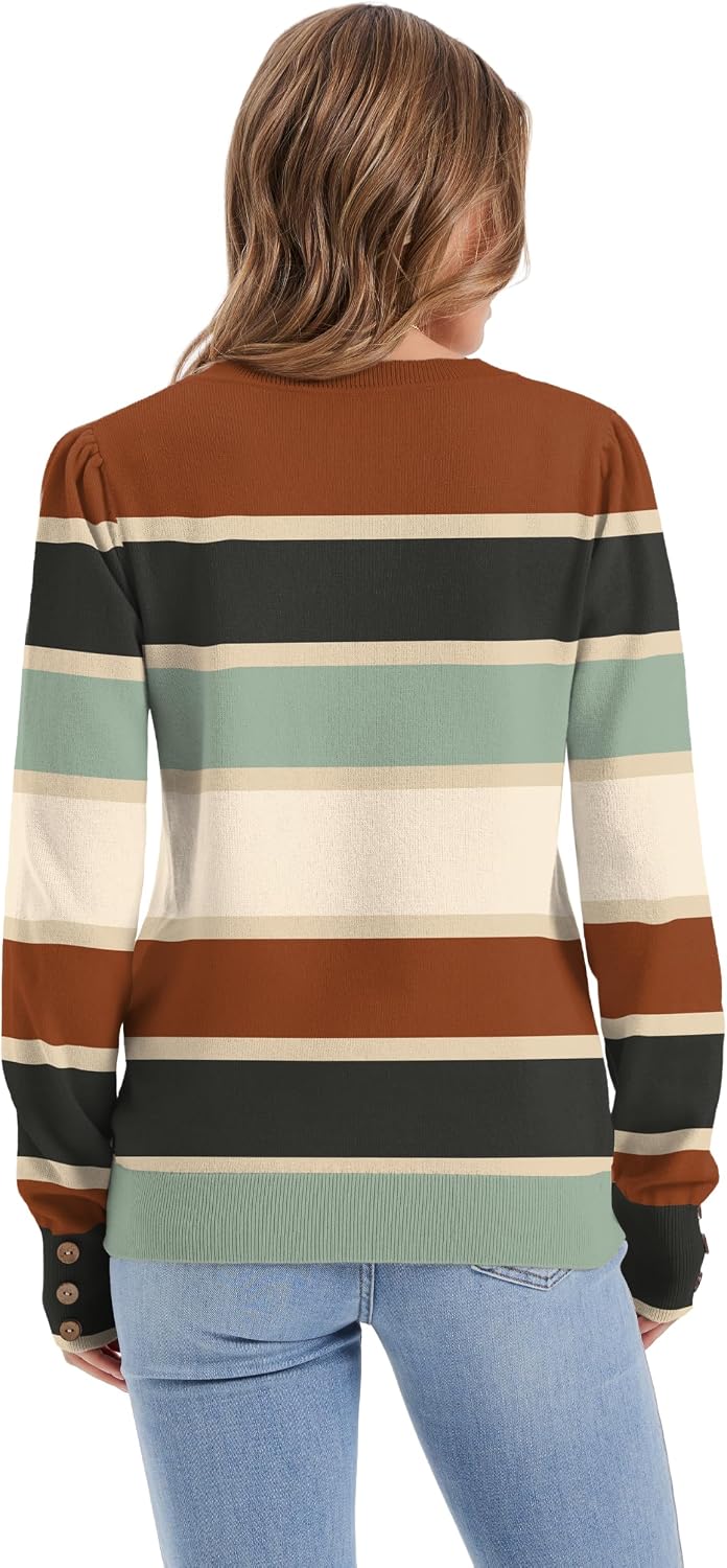 Detalle 1 de XIEERDUO Women's Long-Sleeve Knit Sweater with Button Cuffs