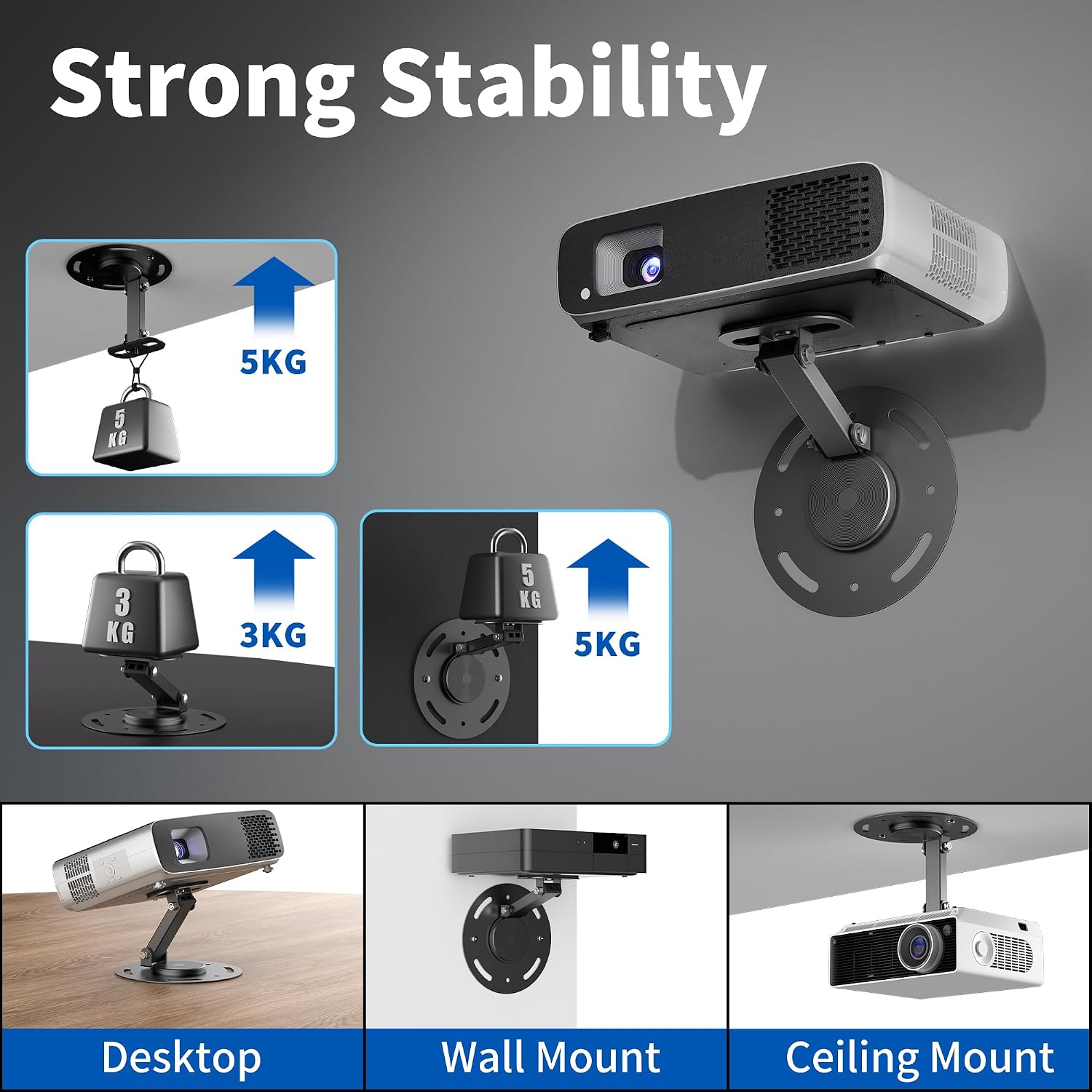 Detalle 2 de suptek PR005WT Adjustable 360° Projector Mount 🎥