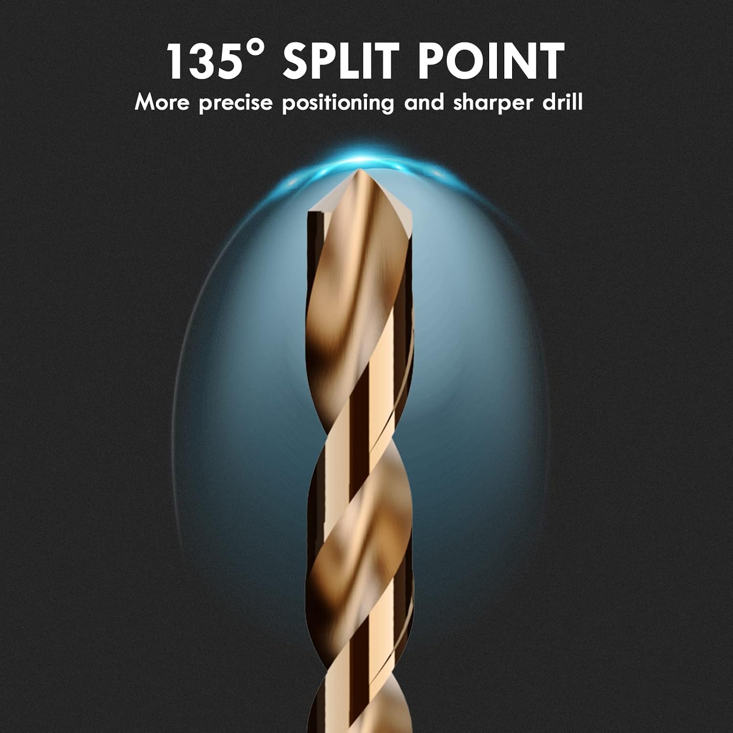 Detalle de MACXCOIP Cobalt Drill Bit Set, 13-Piece M35 HSS, 1/16"–1/4