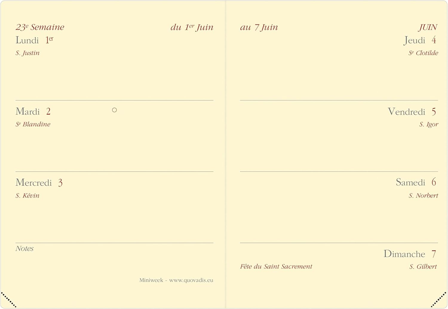 Detalle 2 de Quo Vadis Agenda 2026 Miniweek Semainier Horizontal – Français, Soho Bleu