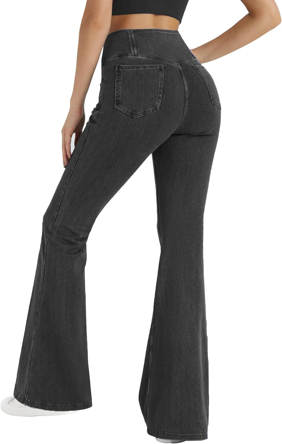 Thumbnail 5 de LaiEr Women V Crossover High Waist Tummy Control Yoga Pants with Faux Denim Print