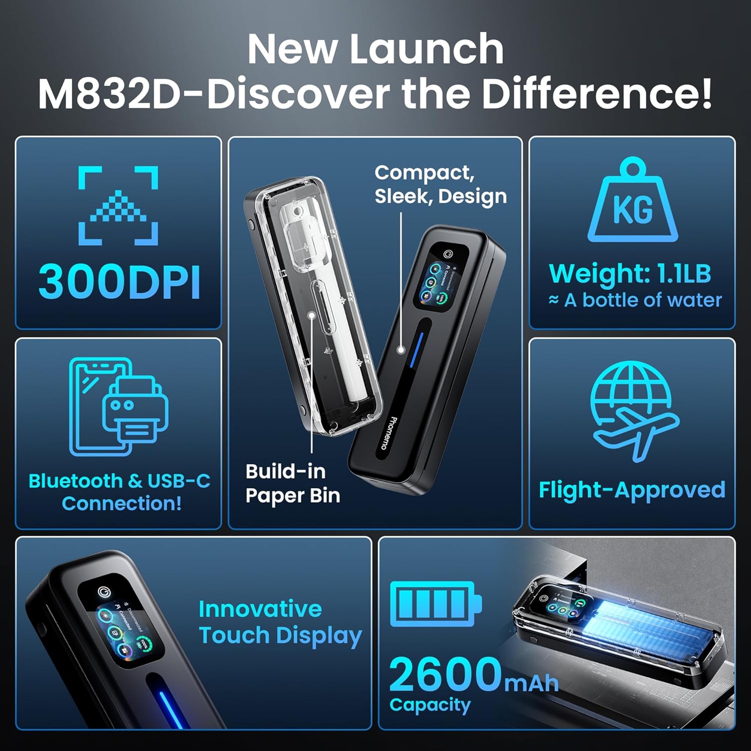 Thumbnail 1 de Phomemo M832D Imprimante thermique A4 300 dpi