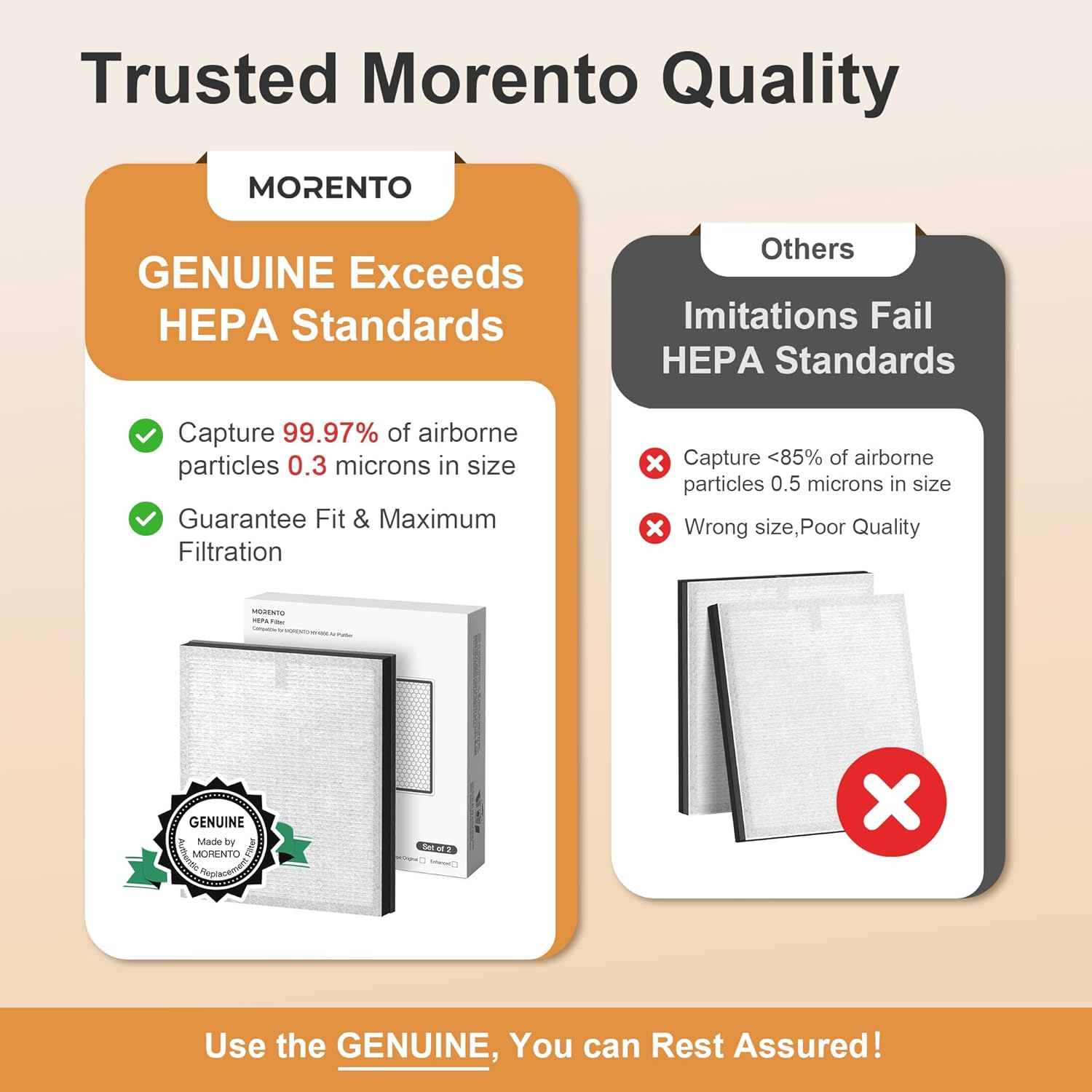 Detalle 2 de MORENTO HY4866 replacement filter 2-pack