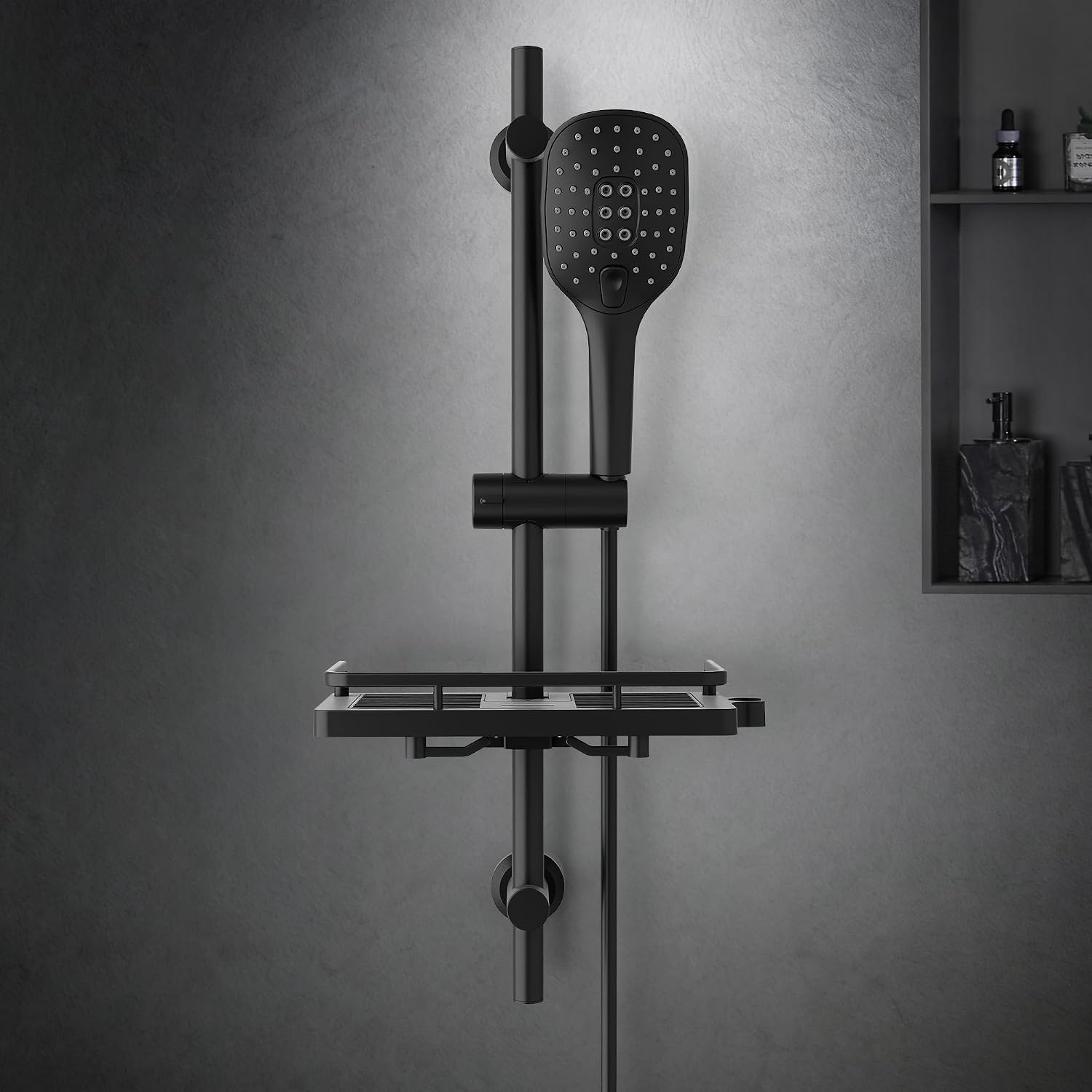 Detalle 2 de Görbach Colonna Doccia in Acciaio Inox 70 cm, Doccetta a 3 Getti e Portasapone, Senza Miscelatore