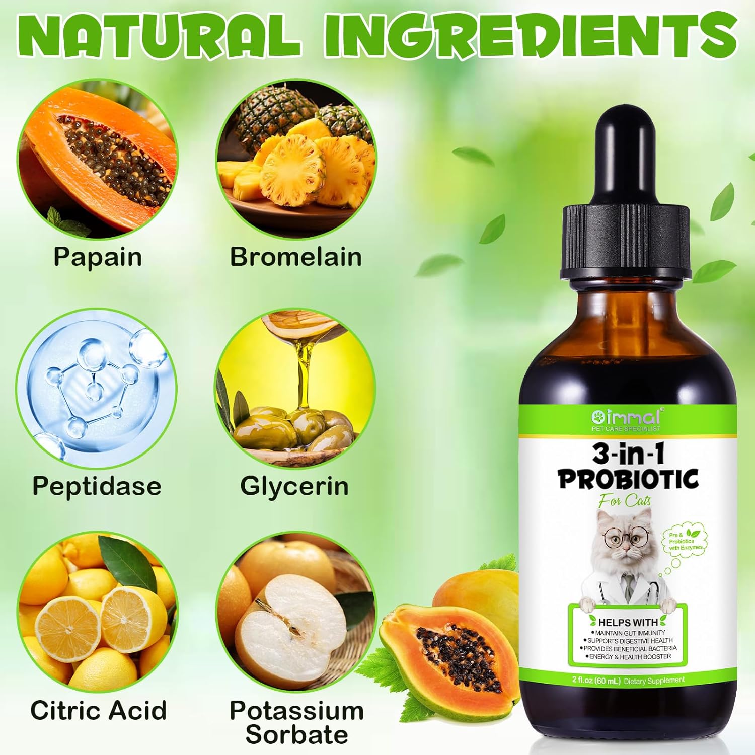 Thumbnail 1 de WANFAER Gocce Probiotiche 3 in 1 per Gatti 60 ml: probiotici con enzimi digestivi