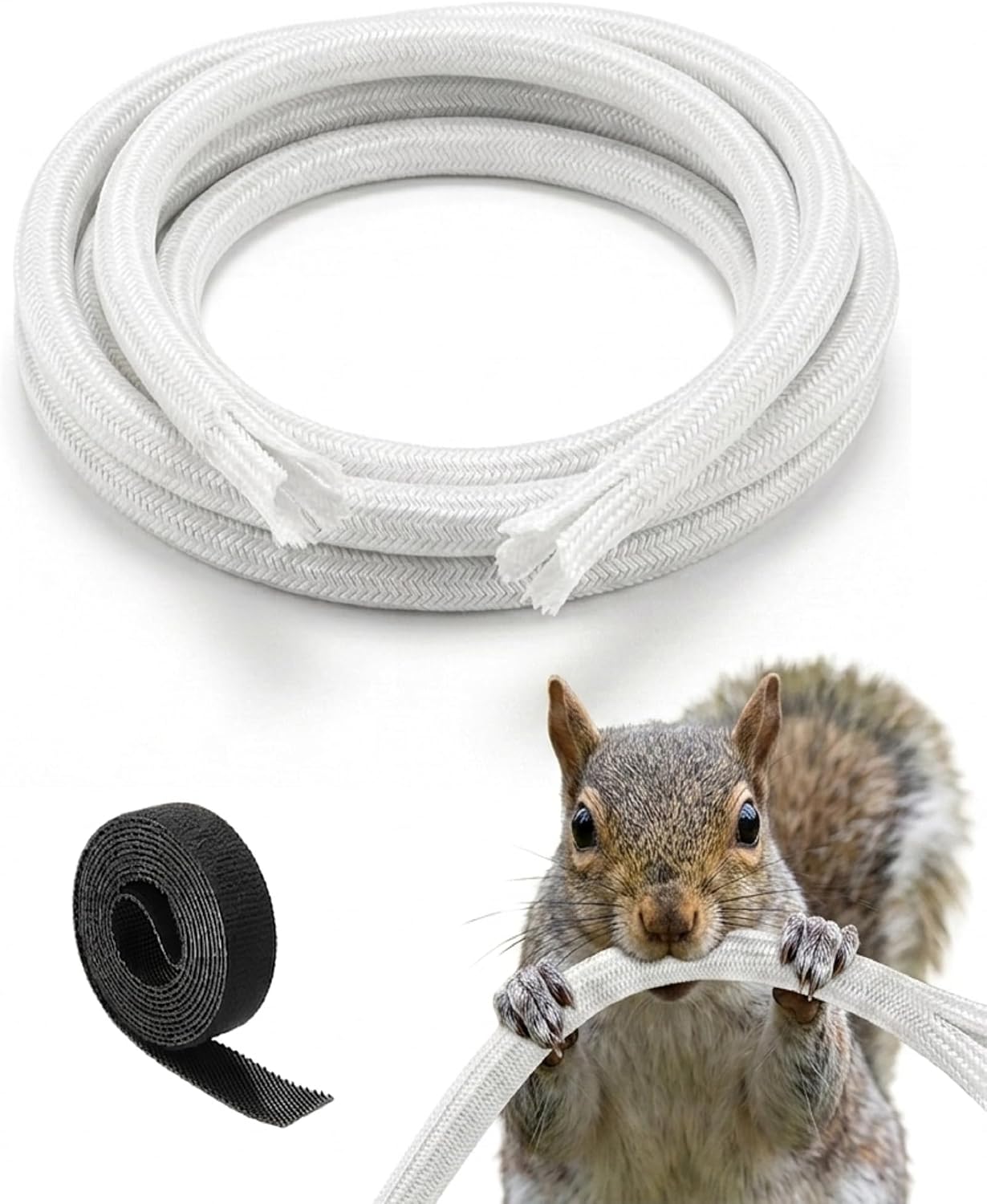 Detalle de WLEAD Split Cable Sleeve, 1/2-Inch, White Cord Protector