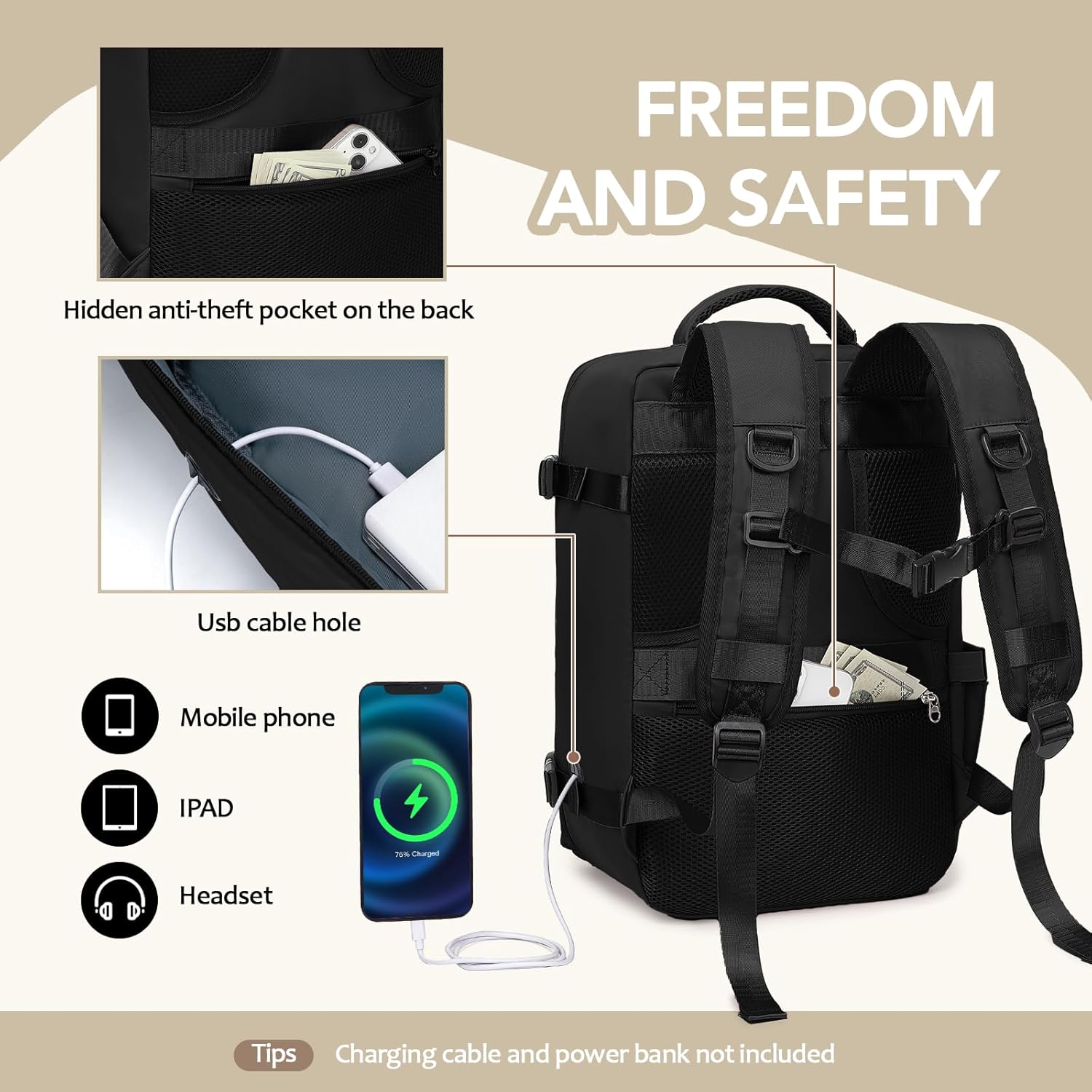 Thumbnail 3 de Xkdoai Cabin Bag 40x30x20 Travel Backpack