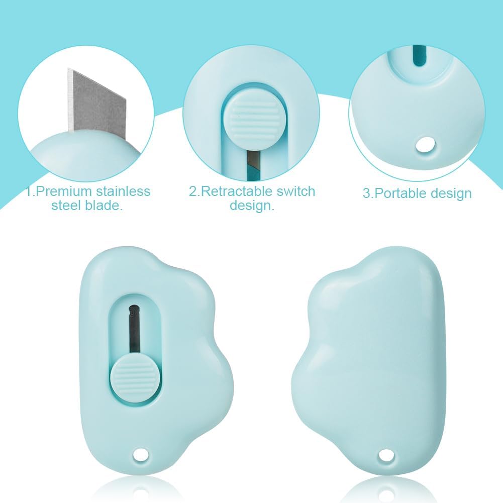 Detalle de OFFCUP Mini Box Cutter (3er-Set) – einziehbare Universalmesser für Tasche, Umschläge und Paketöffnen