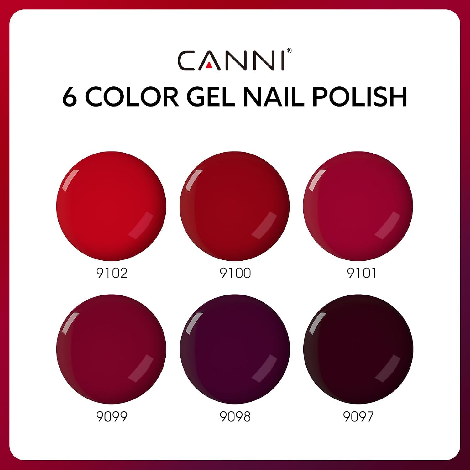 Detalle 2 de CANNI 6 Colors Gel Polish Deep Cherry Red