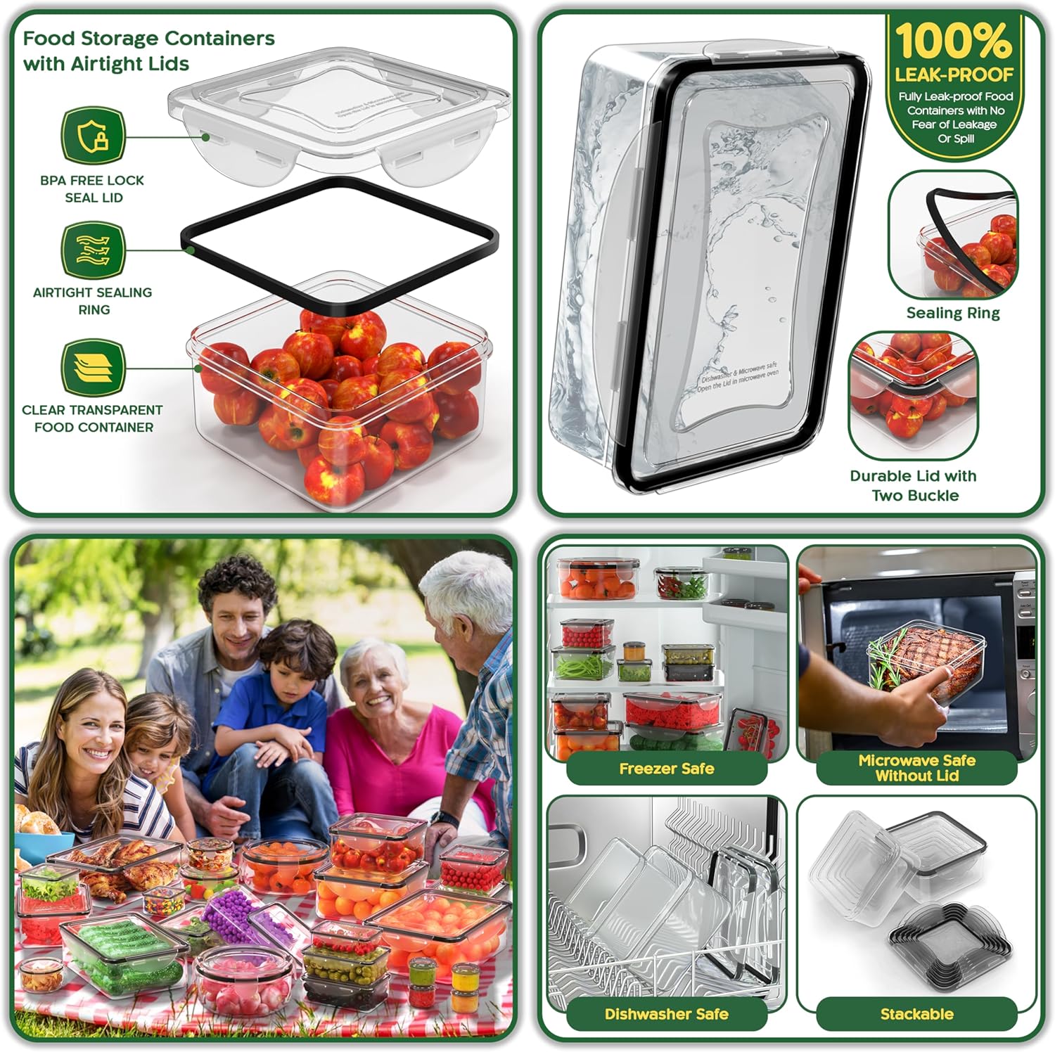 Thumbnail 6 de RockBerry 56 PCS Food Storage Containers with Lids – Airtight, Leak-Proof, Stackable Kitchen Organization